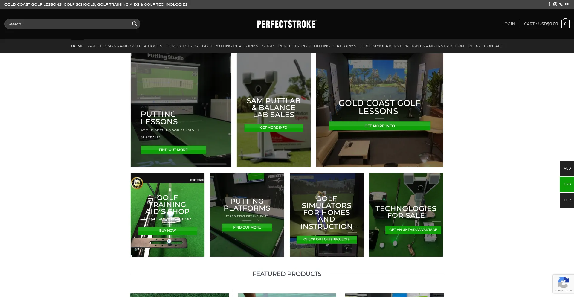 Website screenshot of Perfectstroke.golf