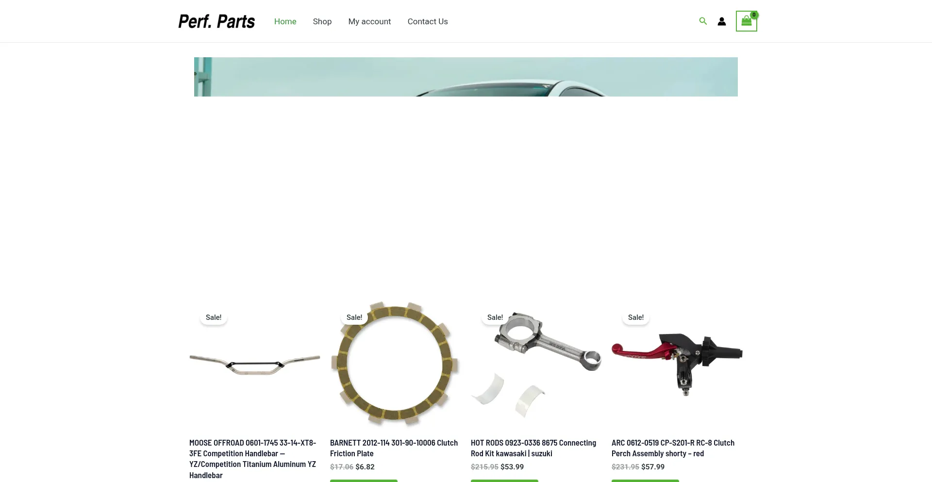 Website screenshot of Performancepartsforcars.com