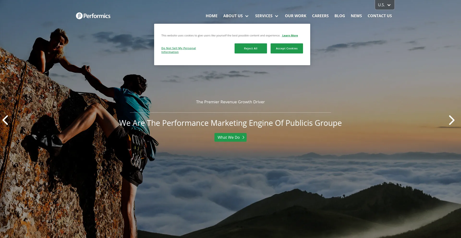 Website screenshot of Performics.com