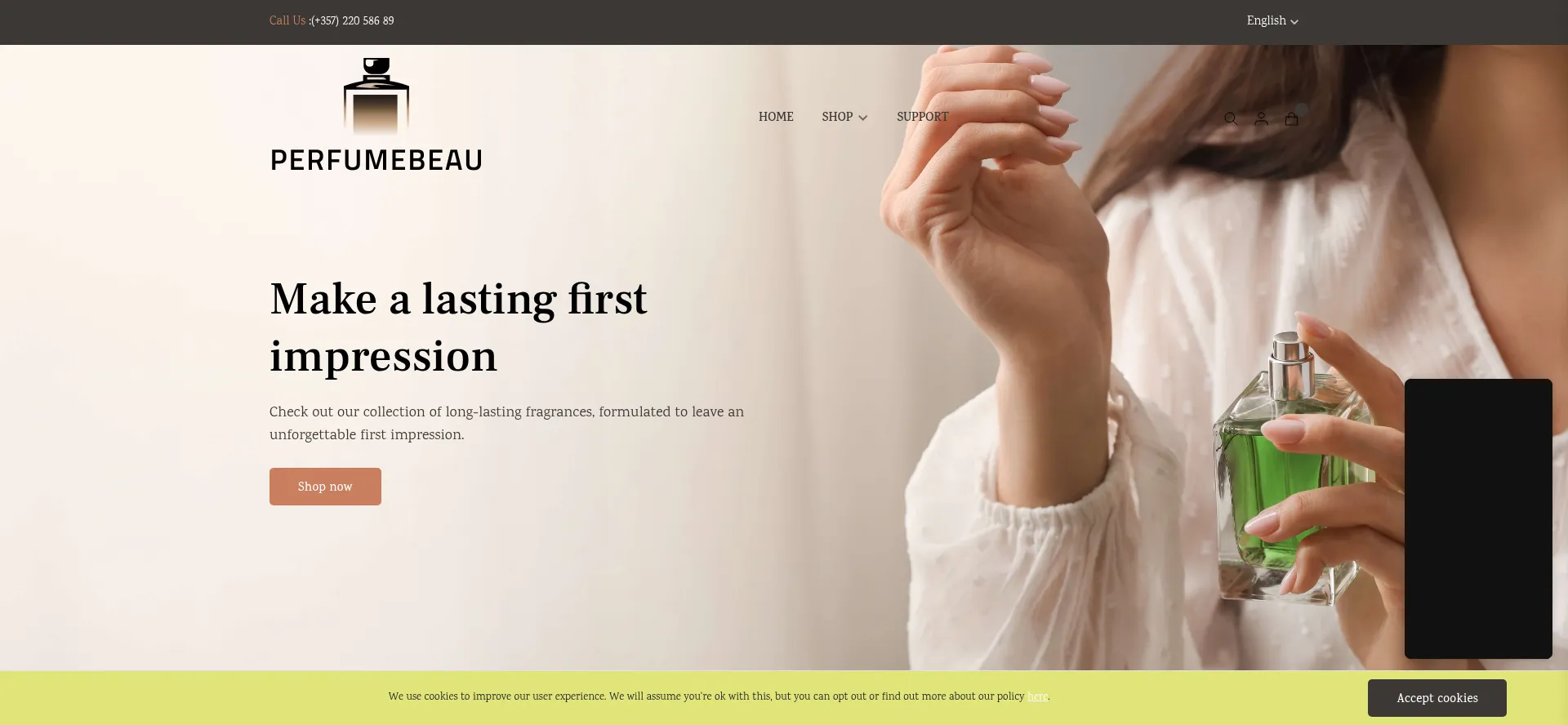 Website screenshot of Perfumebeau.com