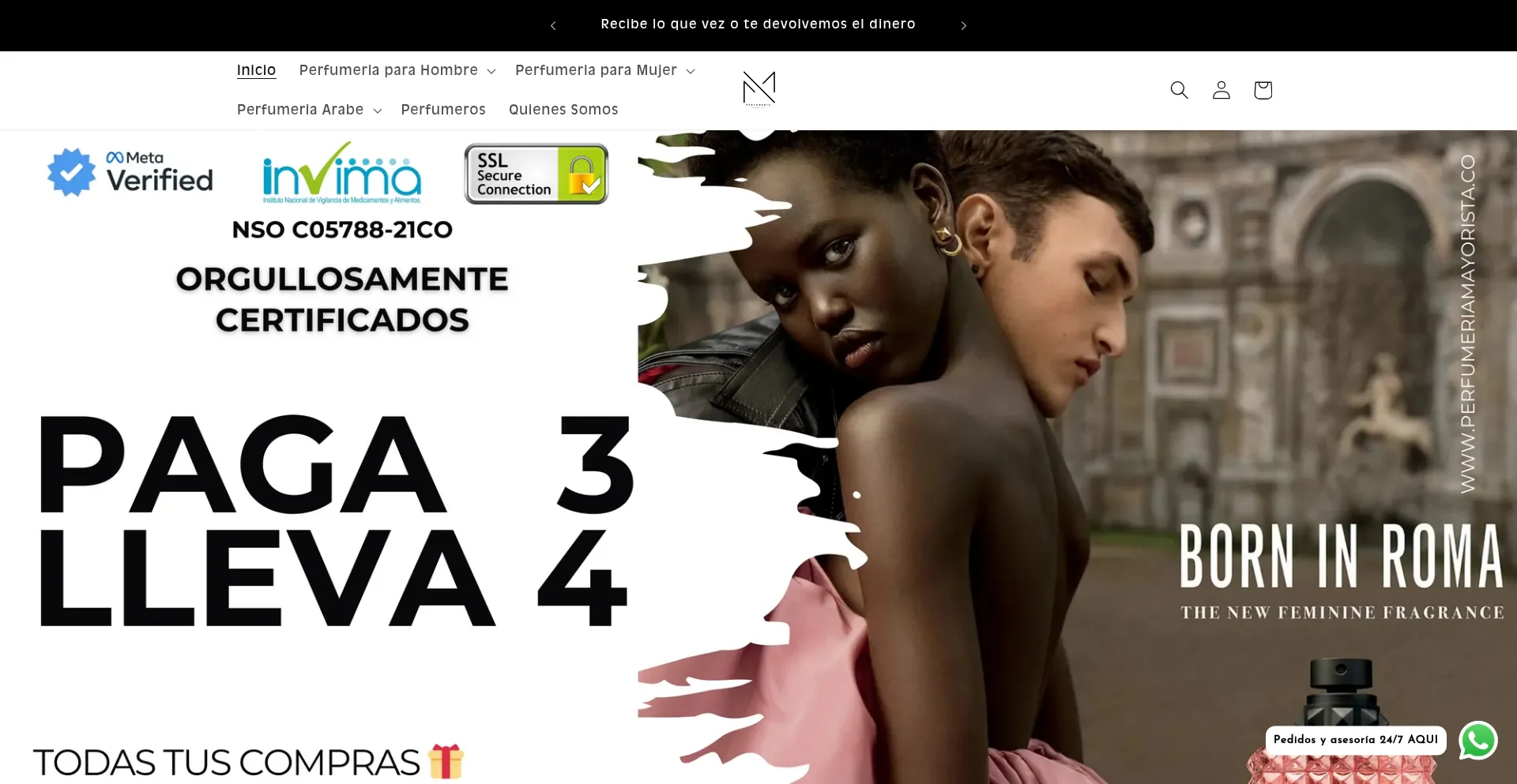 Website screenshot of Perfumeriamayorista.co