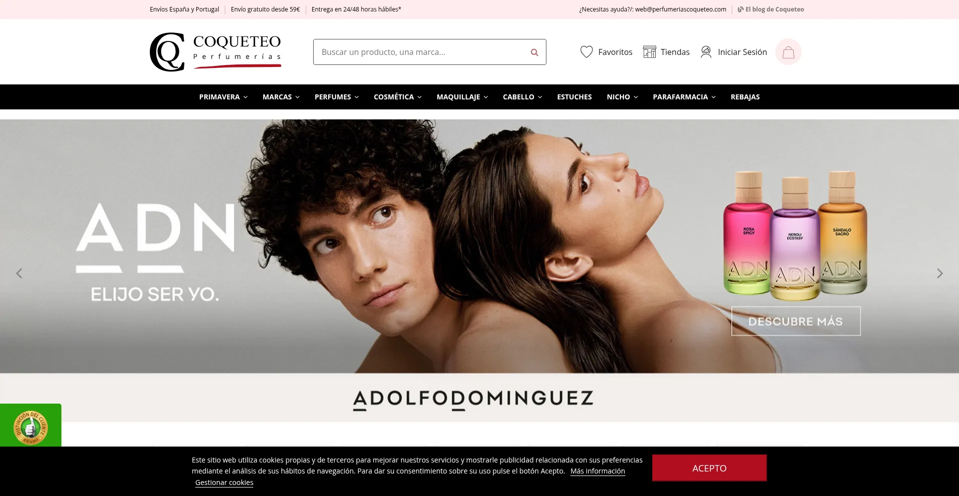 Website screenshot of Perfumeriascoqueteo.com