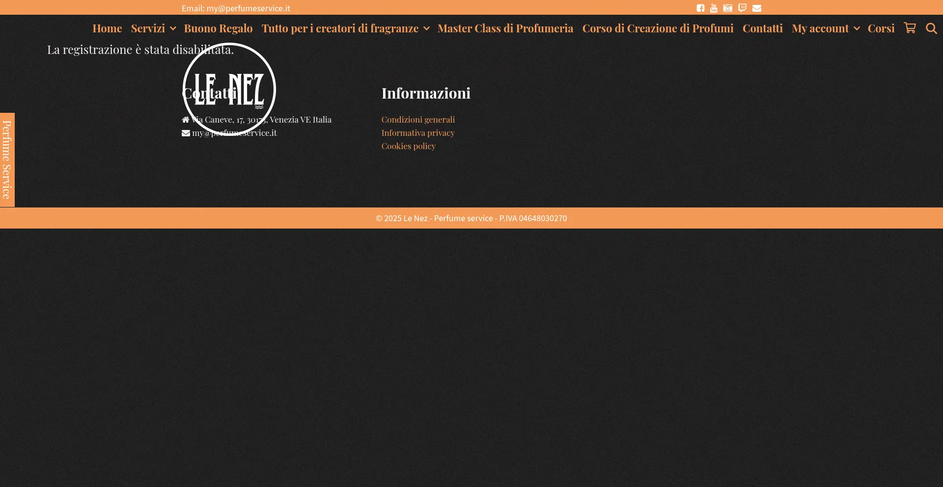 Website screenshot of Perfumeservice.it