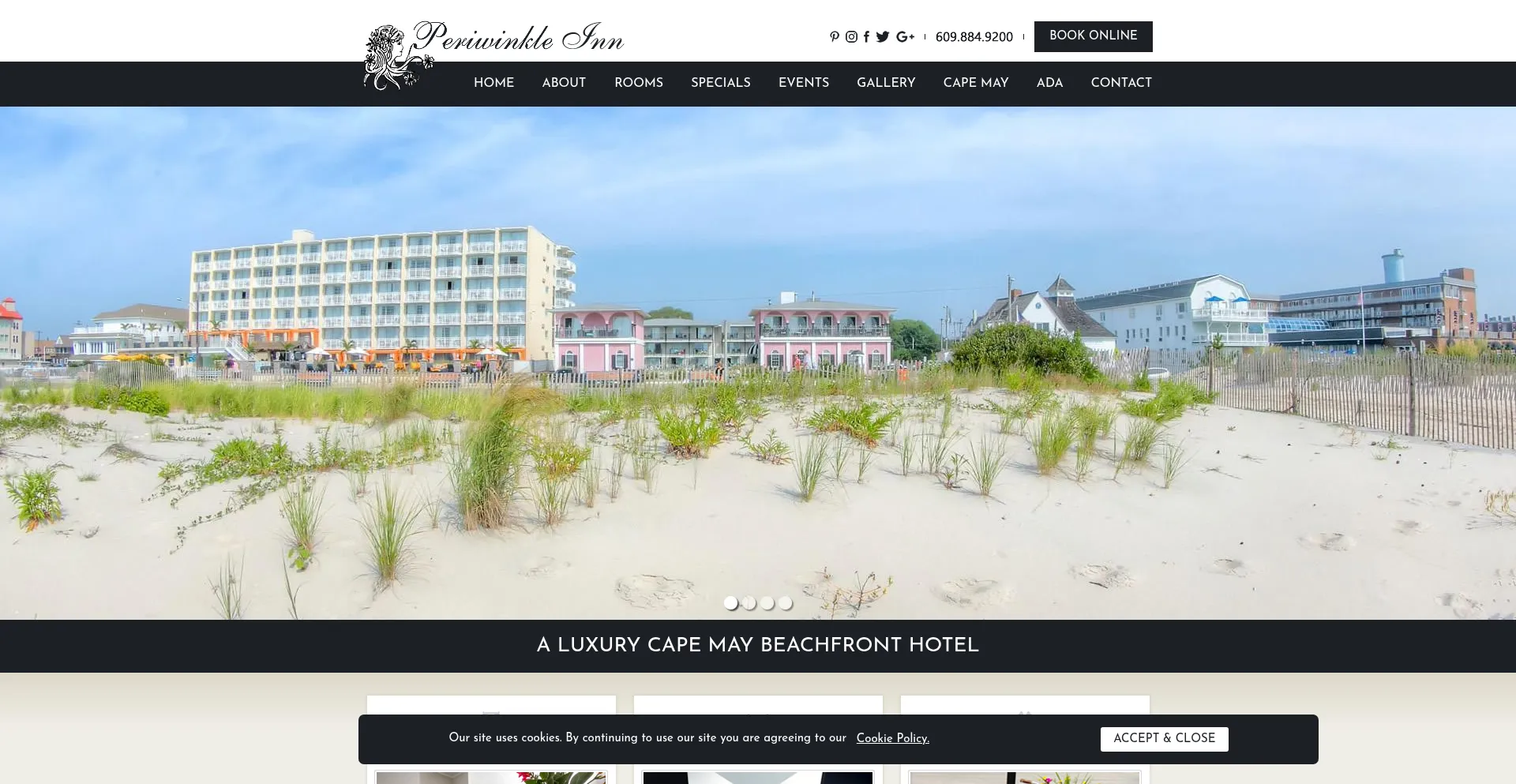Website screenshot of Periwinkleinn.com