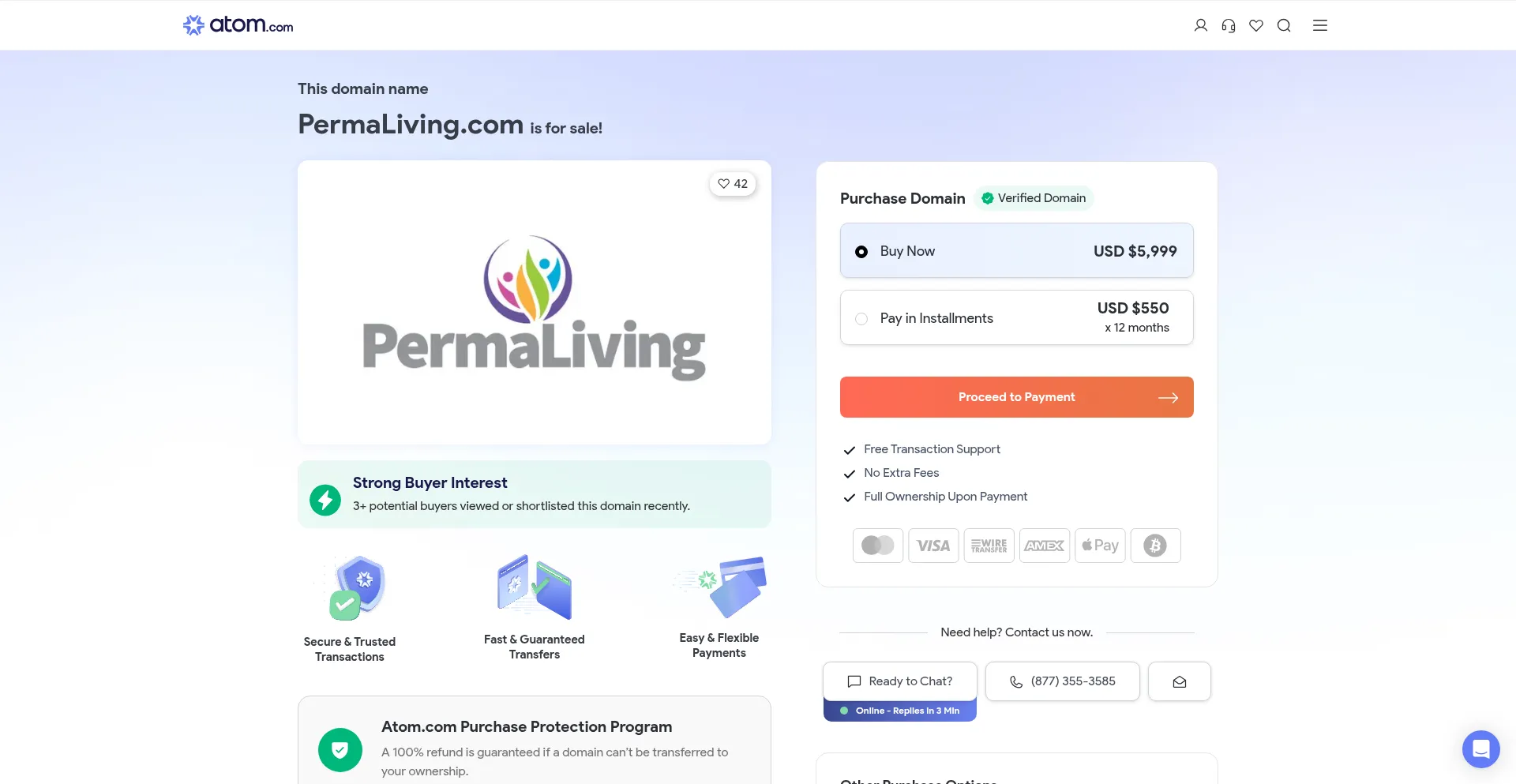 Website screenshot of Permaliving.com