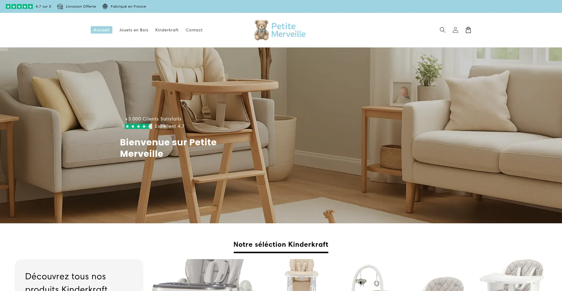 Website screenshot of Petitemerveillefr.com