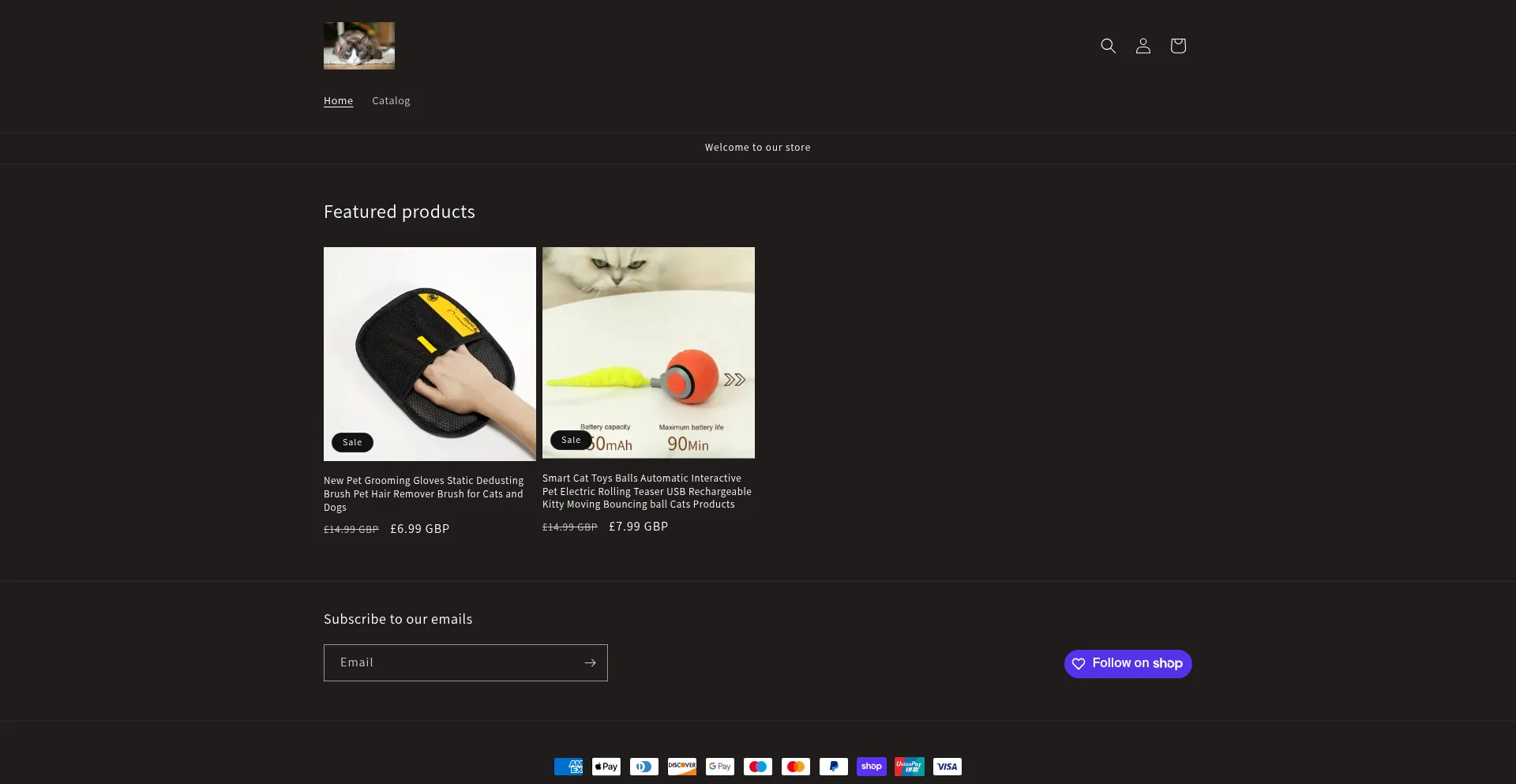 Website screenshot of Petlover121.myshopify.com