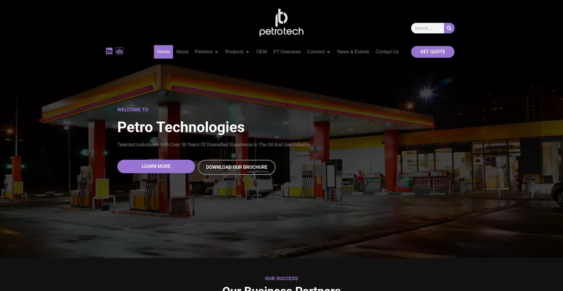Website screenshot of Petro-technologies.com