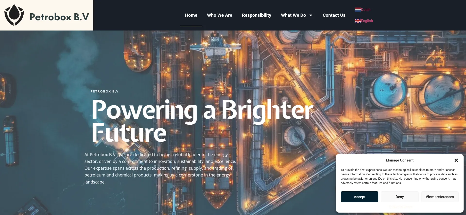 Website screenshot of Petrobox.nl
