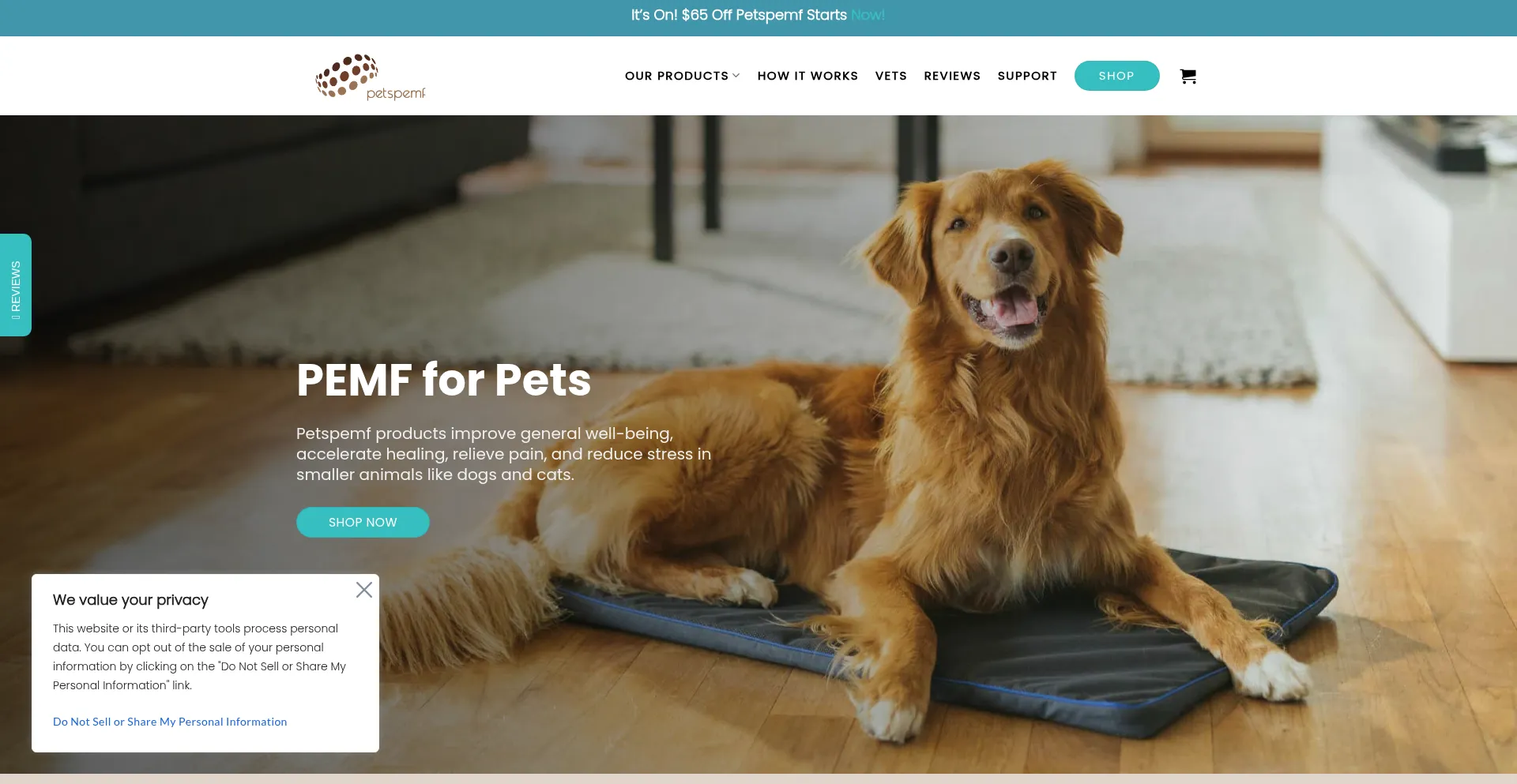 Website screenshot of Petspemf.com