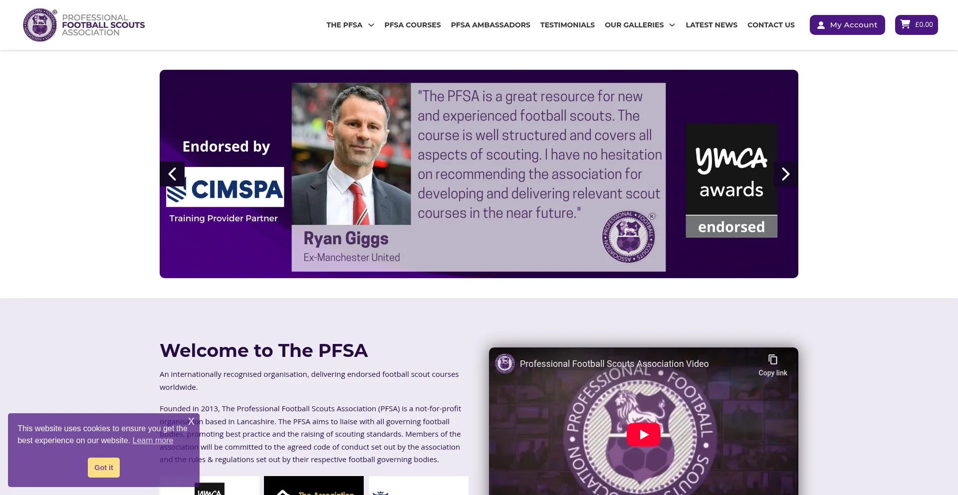Website screenshot of Pfsa.org.uk
