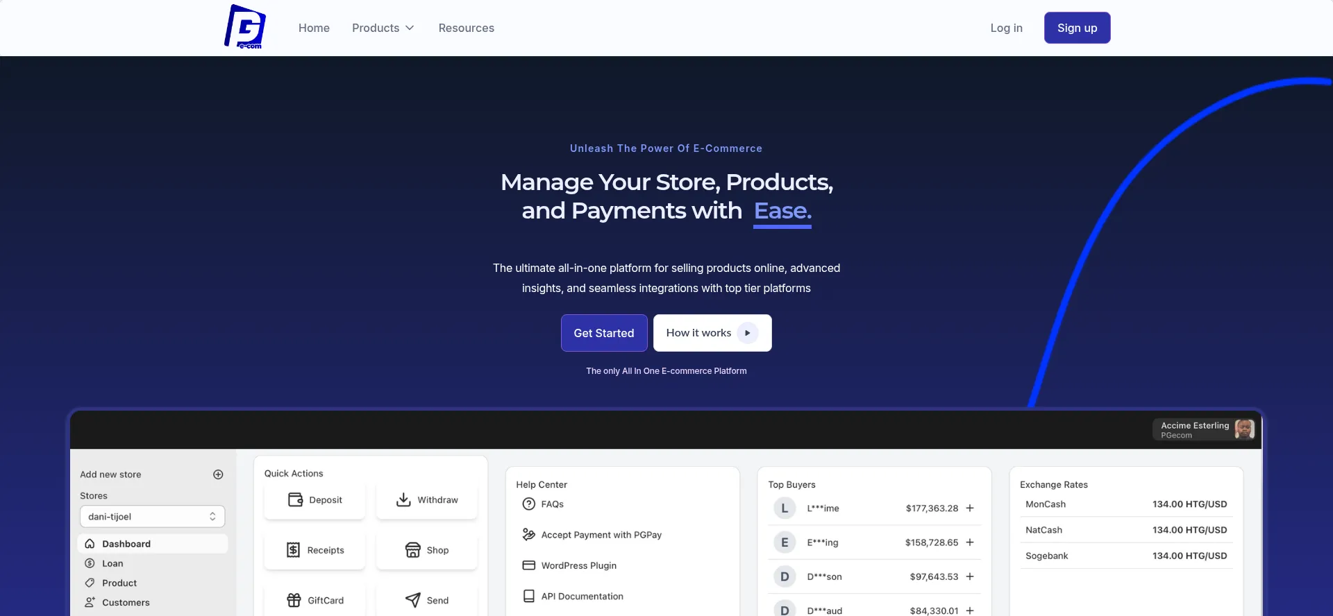 Website screenshot of Pgecom.com