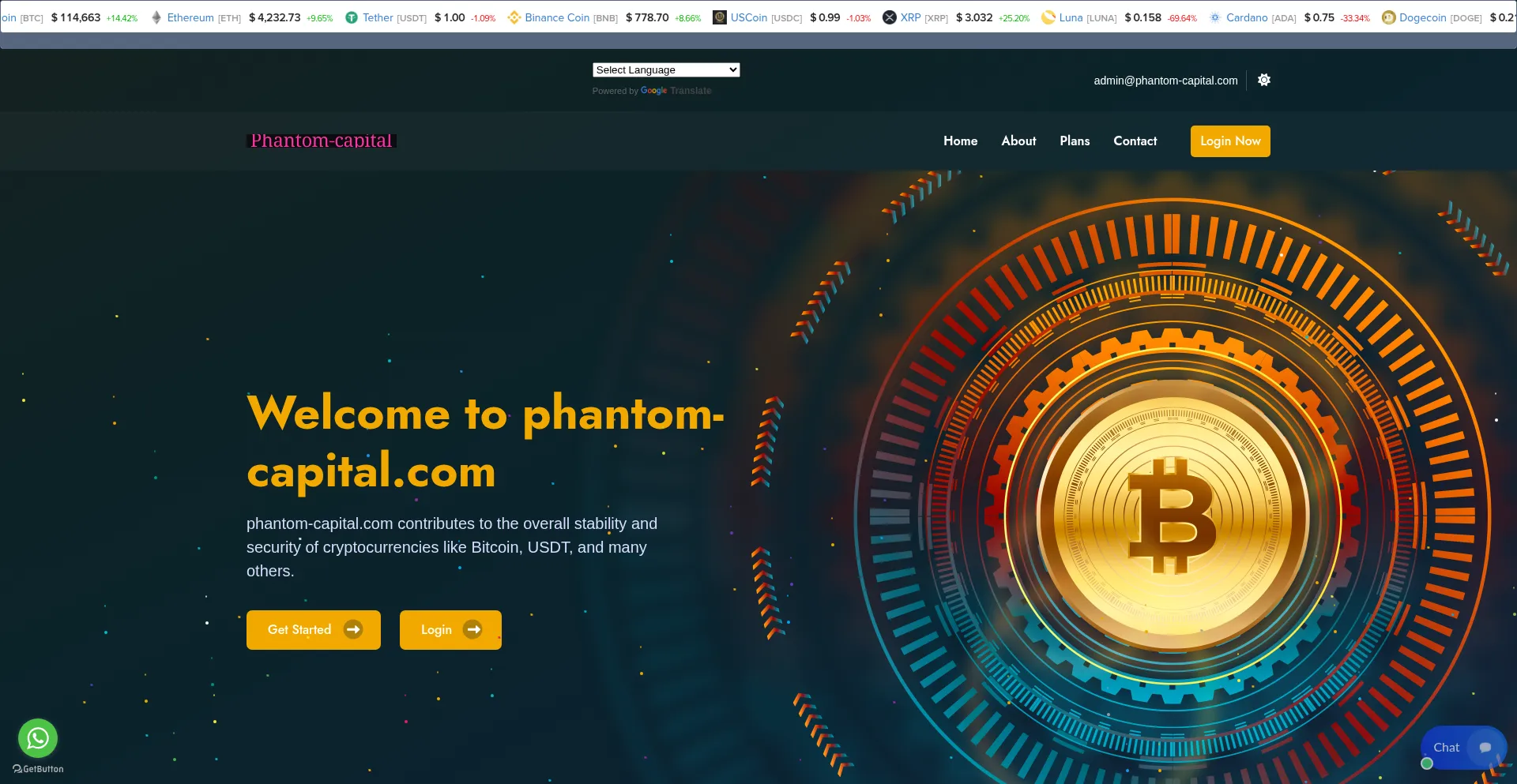 Website screenshot of Phantom-capital.com