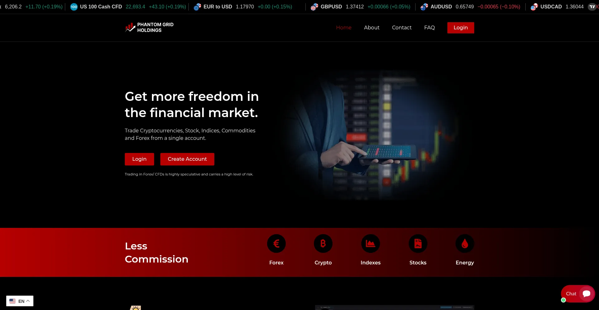Website screenshot of Phantomgridholdings.com