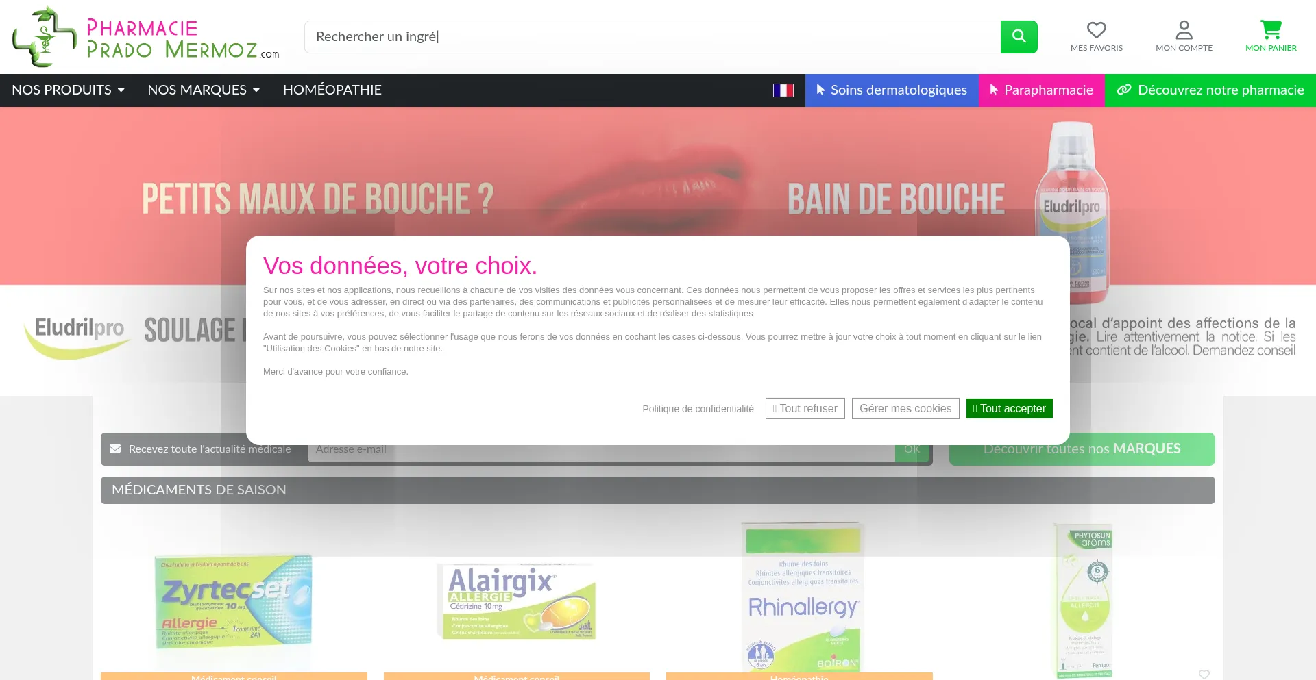 Website screenshot of Pharmacie-prado-mermoz.com