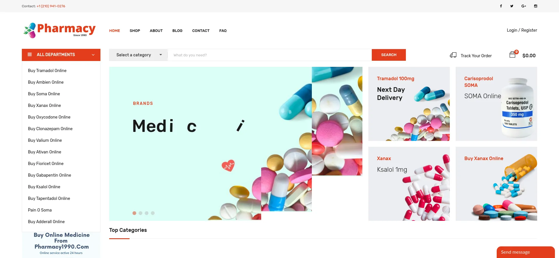 Website screenshot of Pharmacy1990.com
