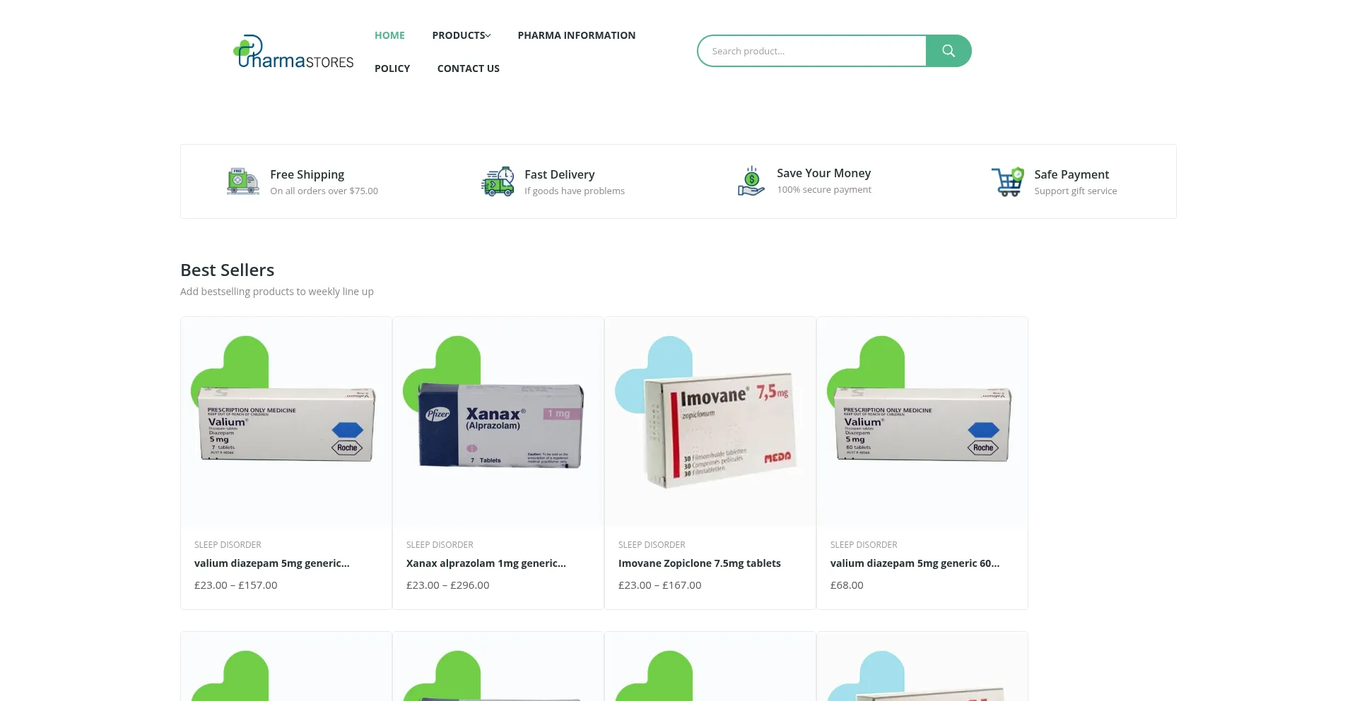 Website screenshot of Pharmastores.com
