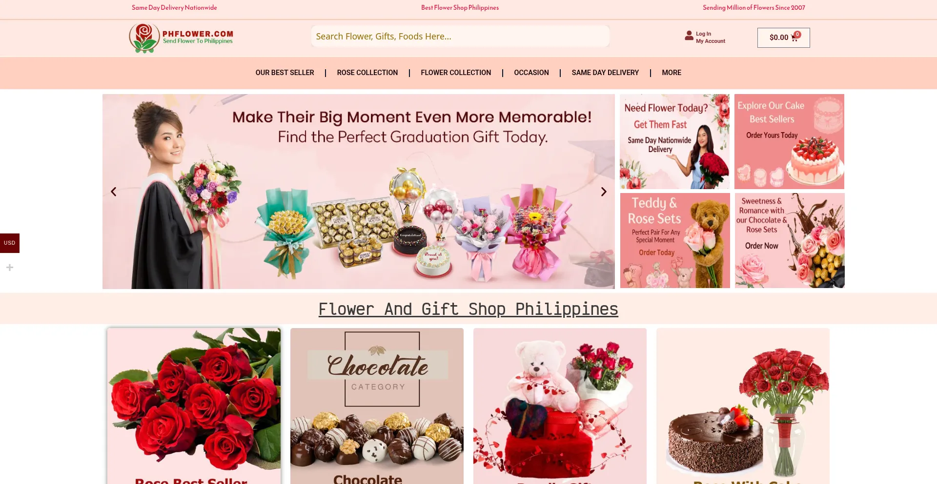 Website screenshot of Phflower.com