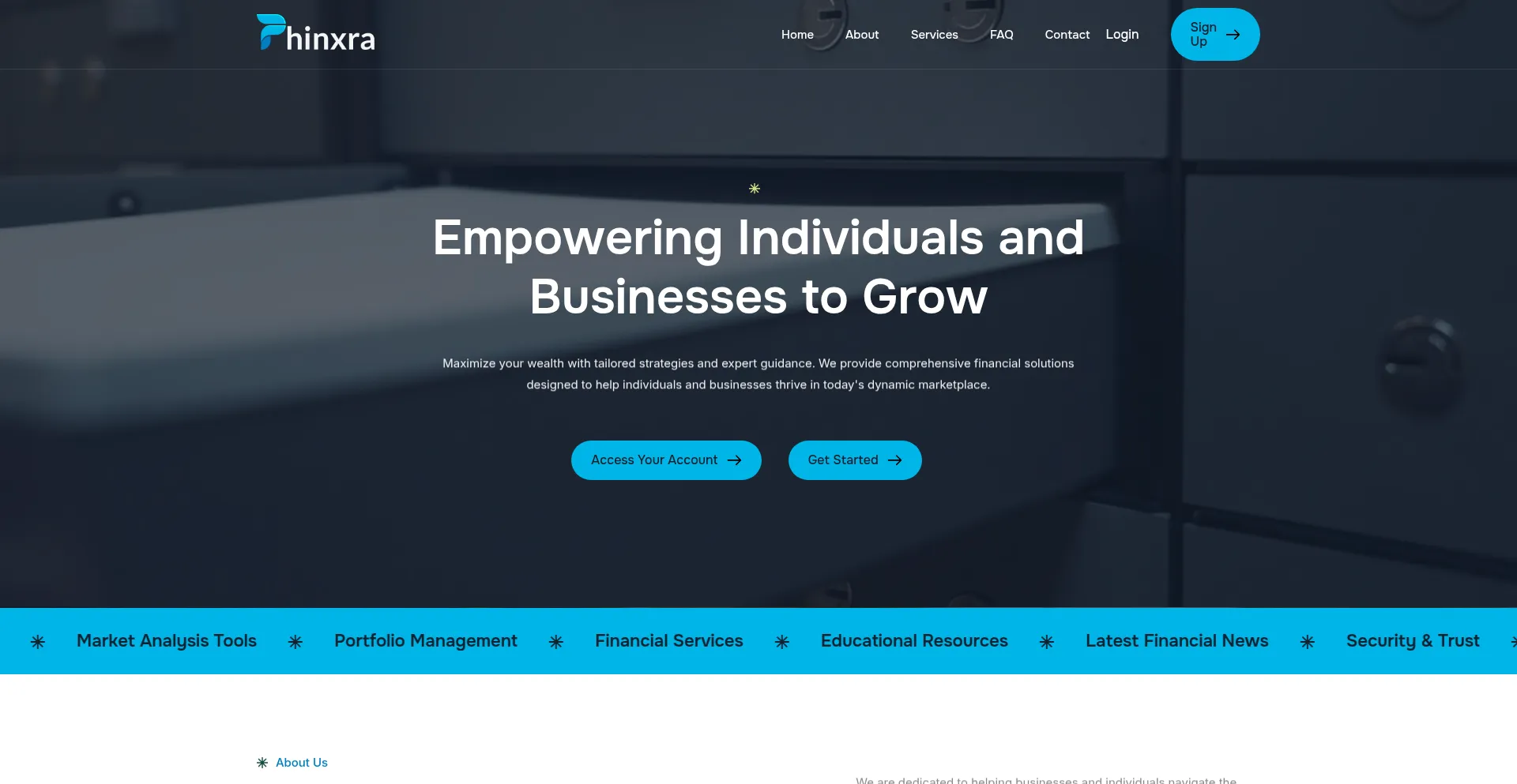 Website screenshot of Phinxra.com