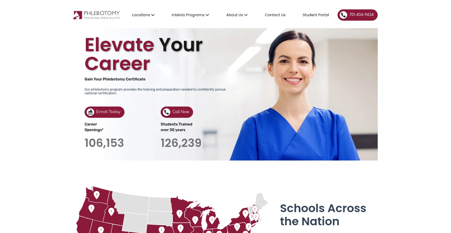 Website screenshot of Phlebotomyusa.com