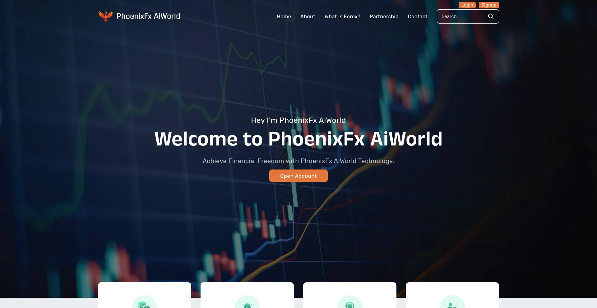 Website screenshot of Phoenixfxaiworld.io