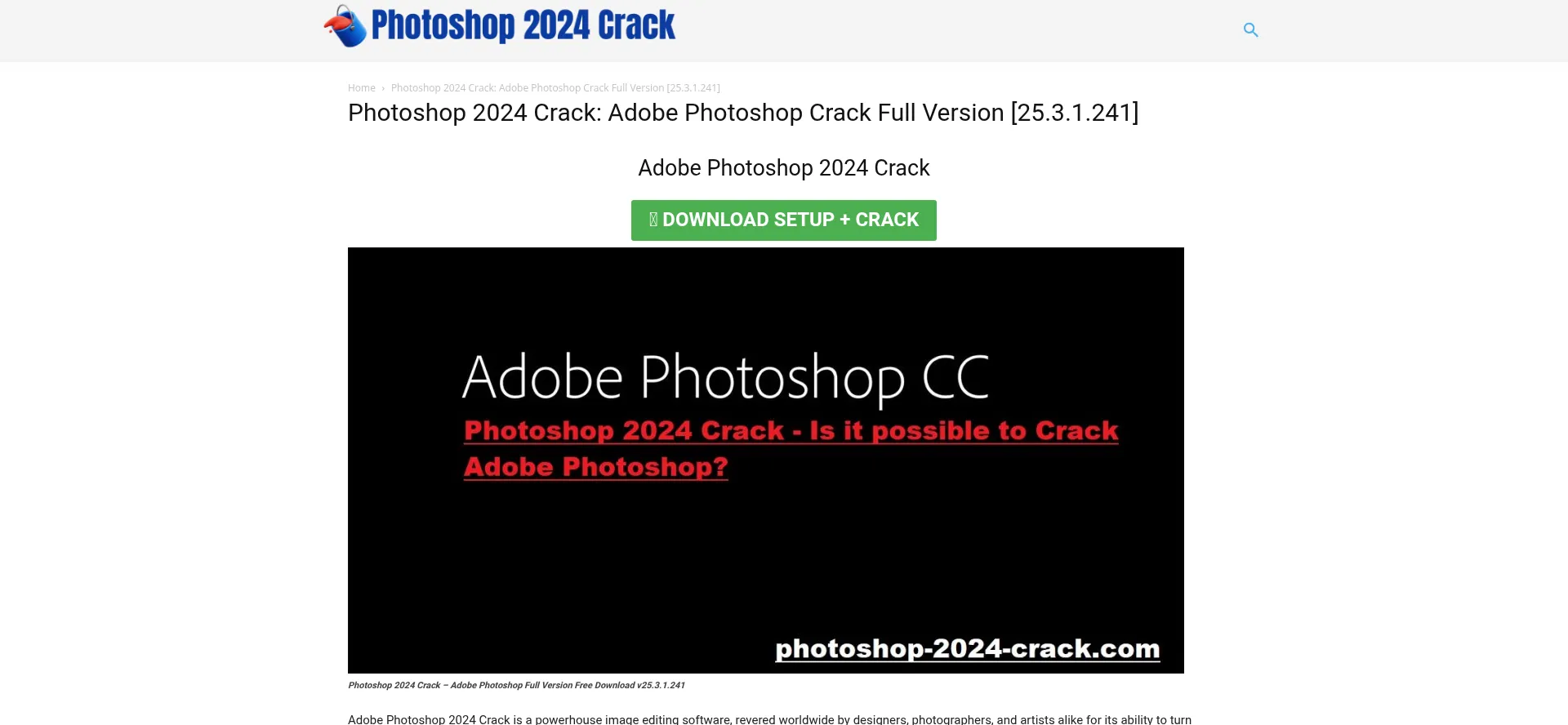 Website screenshot of Photoshop-2024-crack.com