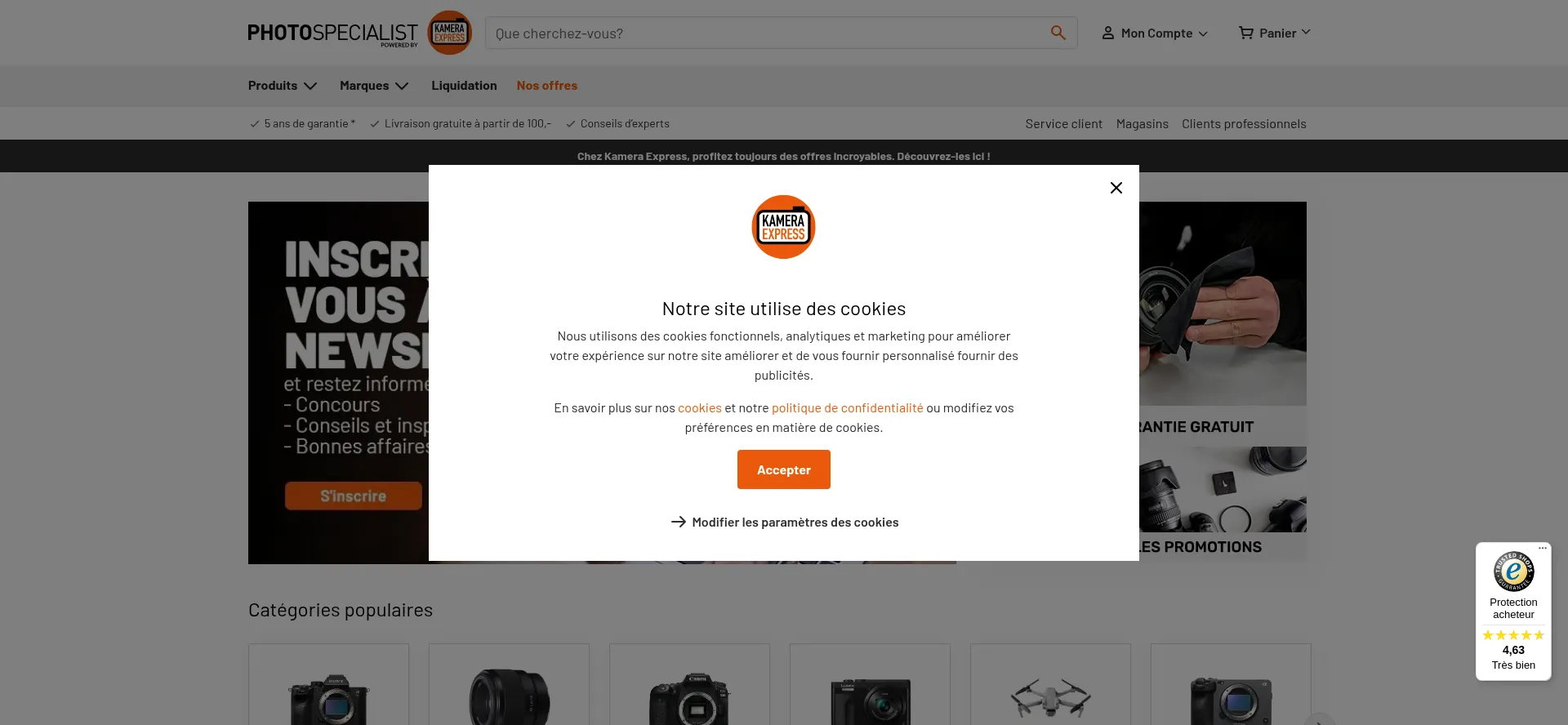Website screenshot of Photospecialist.fr