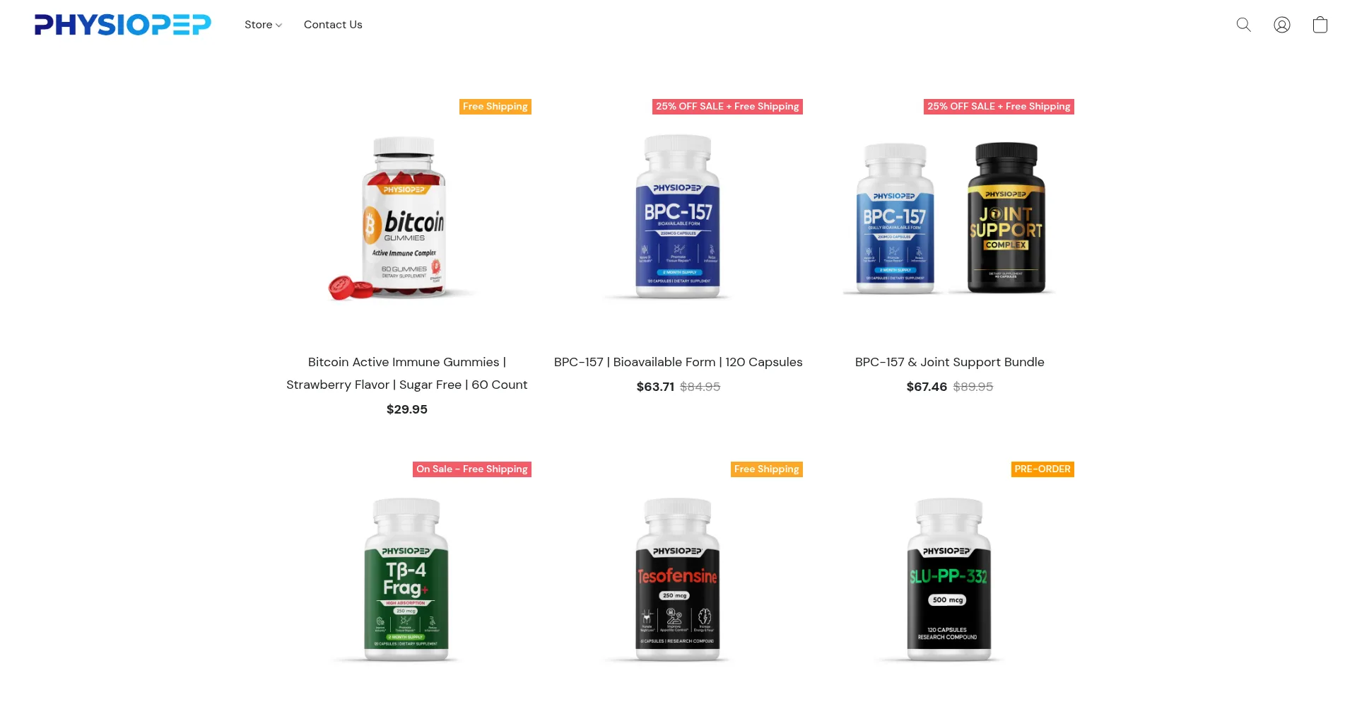 Website screenshot of Physiopep.com