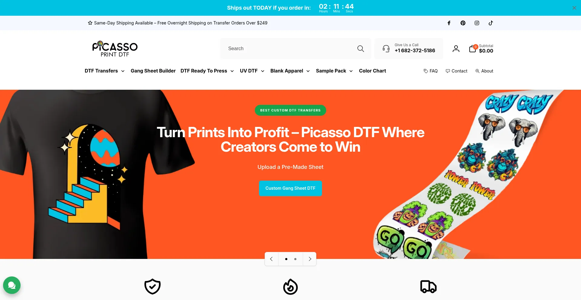Website screenshot of Picassoprintdtf.com