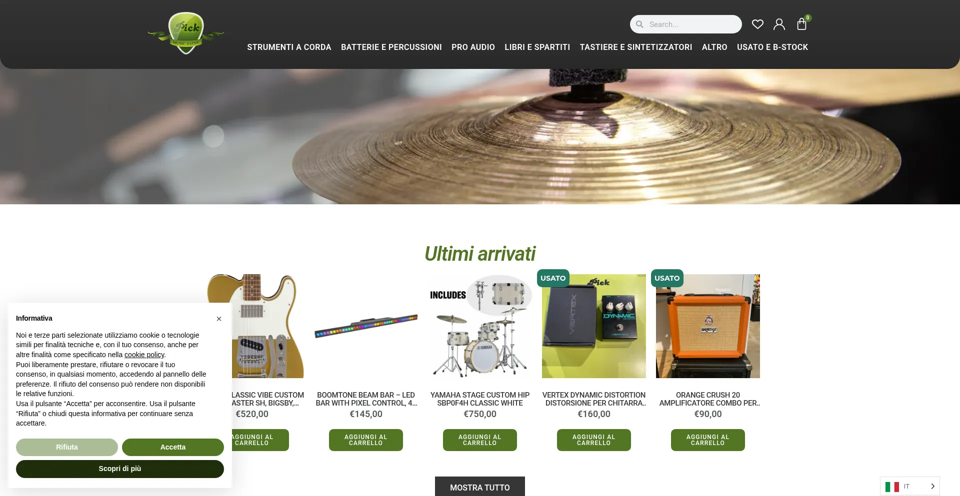 Website screenshot of Pickmusicshop.it