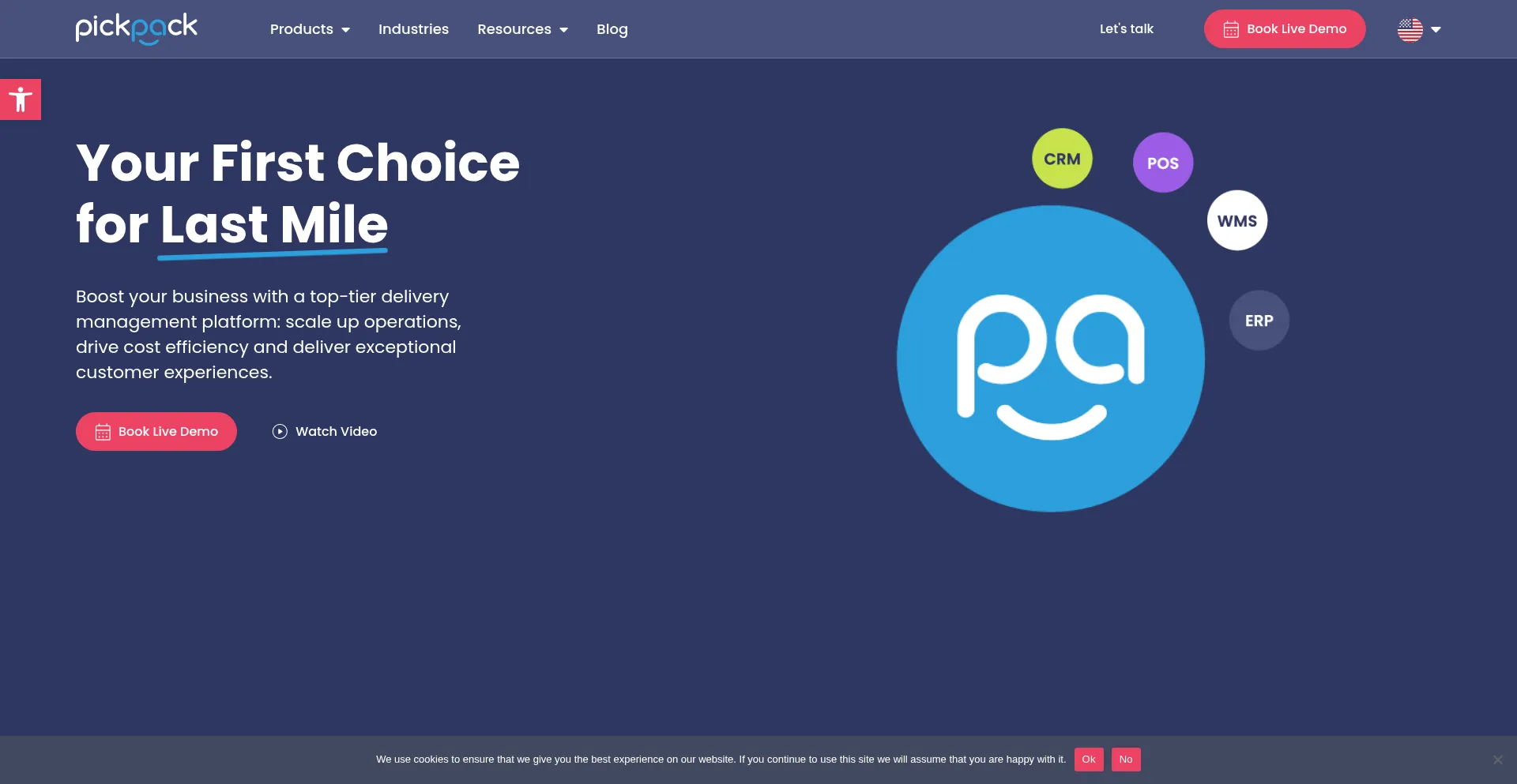 Website screenshot of Pickpackage.com