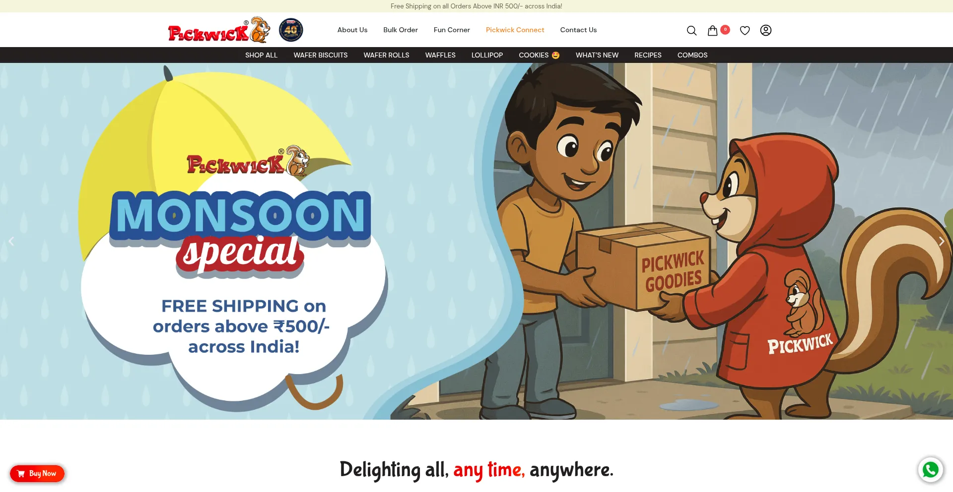 Website screenshot of Pickwick.in