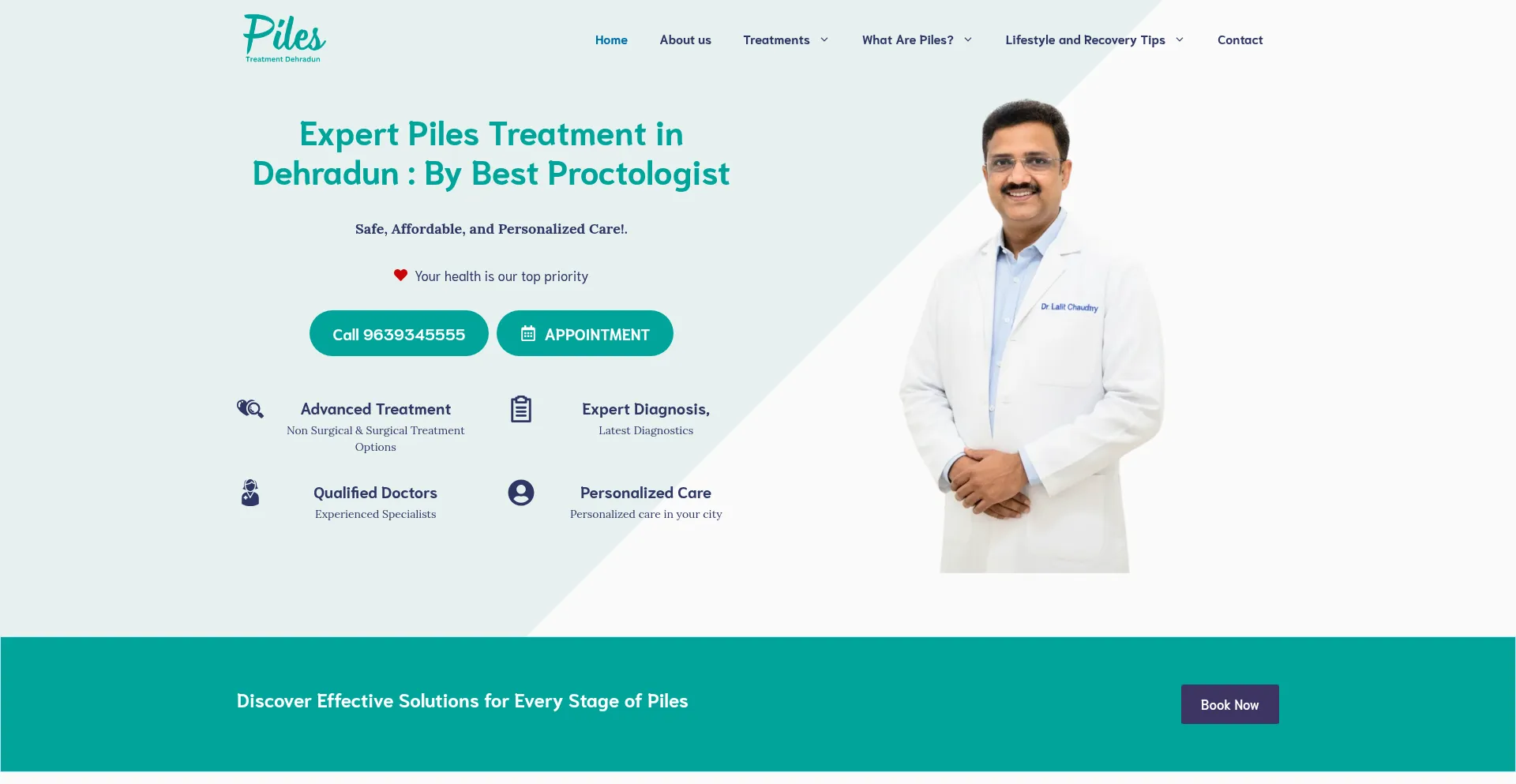 Website screenshot of Pilestreatmentdehradun.com