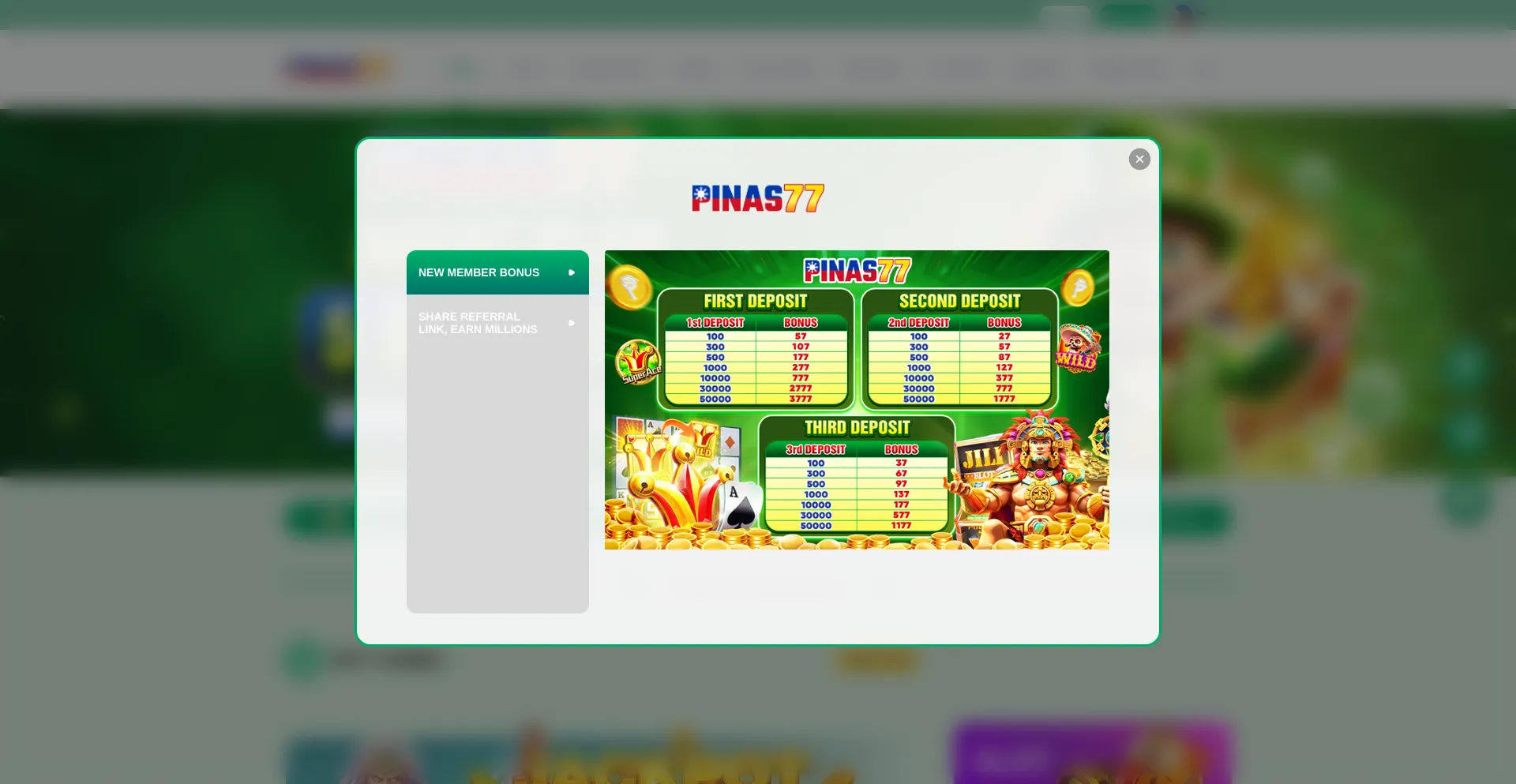 Website screenshot of Pinas77.click