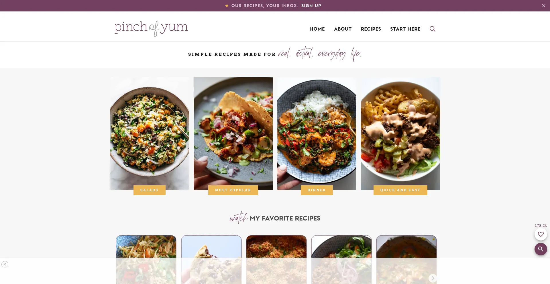 Website screenshot of Pinchofyum.com