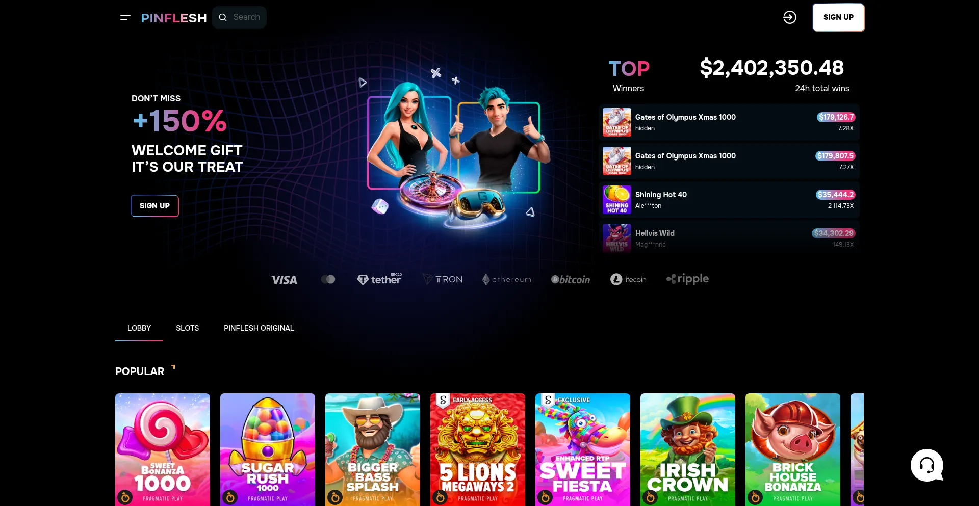 Website screenshot of Pinflesh.com