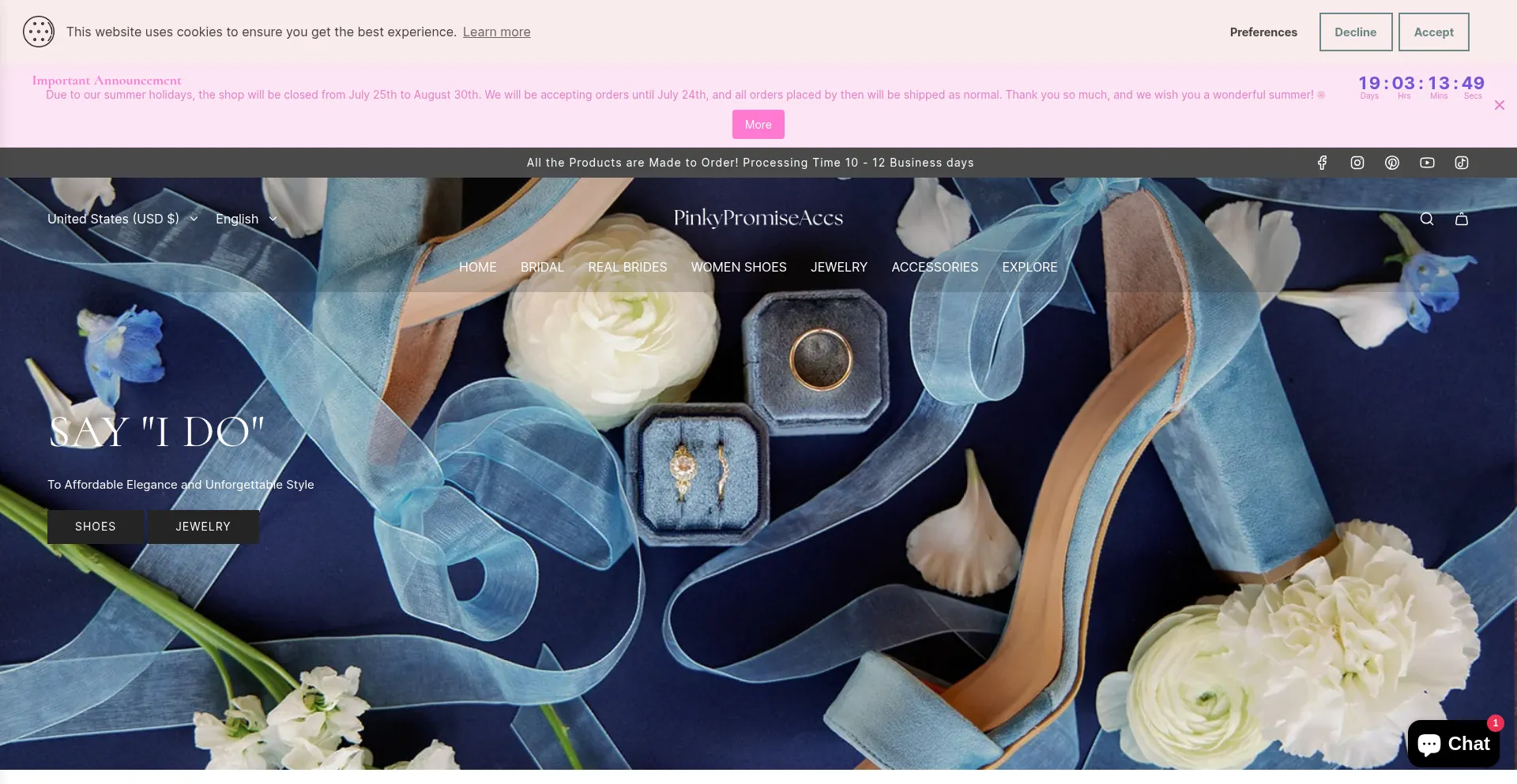 Website screenshot of Pinkypromiseaccs.com