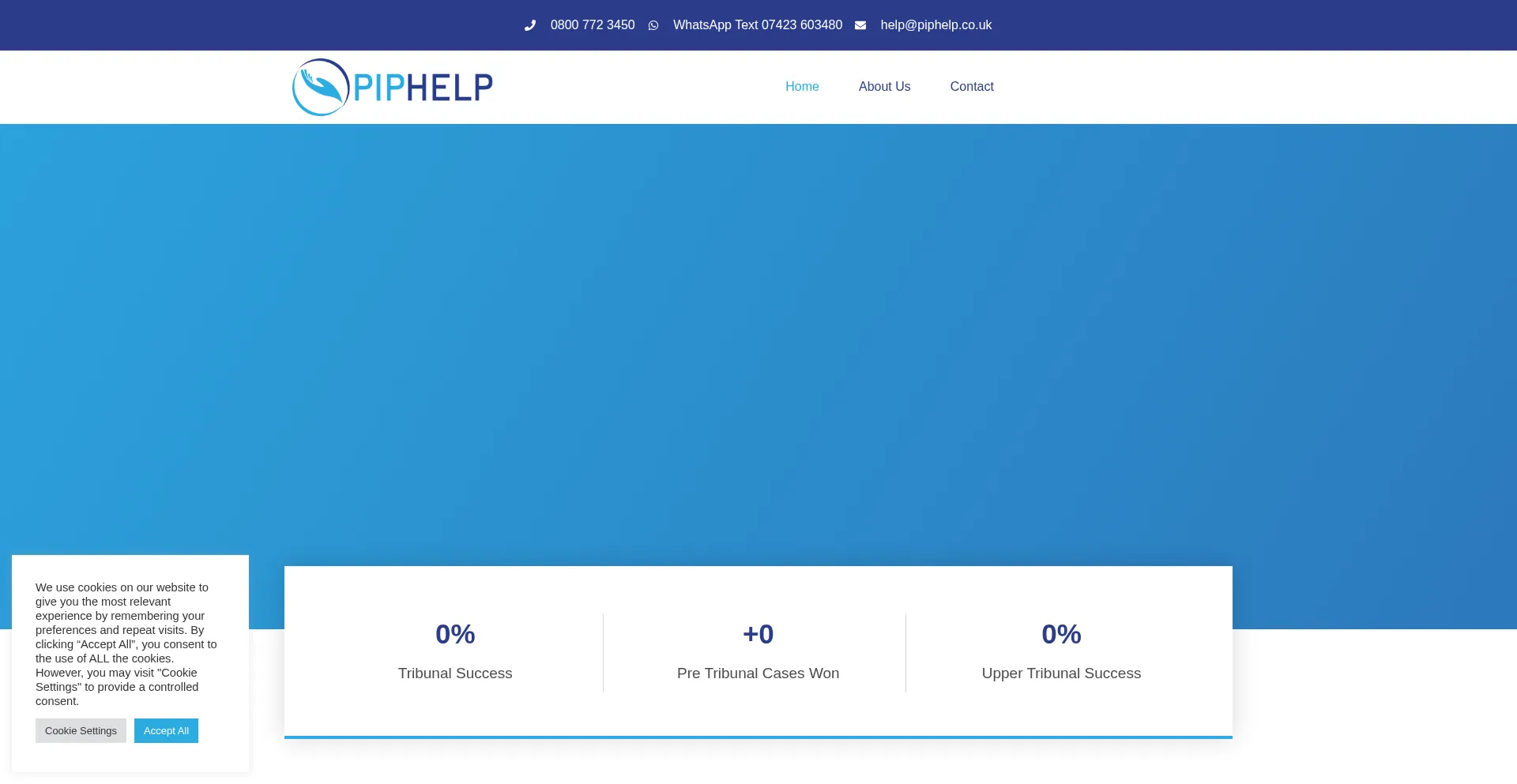 Website screenshot of Piphelp.co.uk