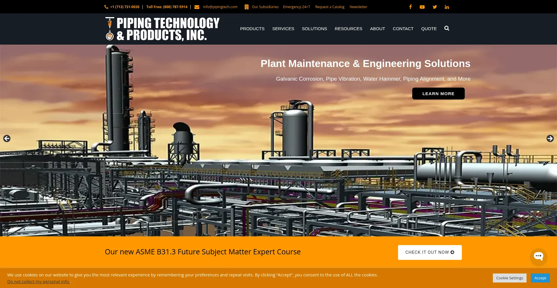 Website screenshot of Pipingtech.com