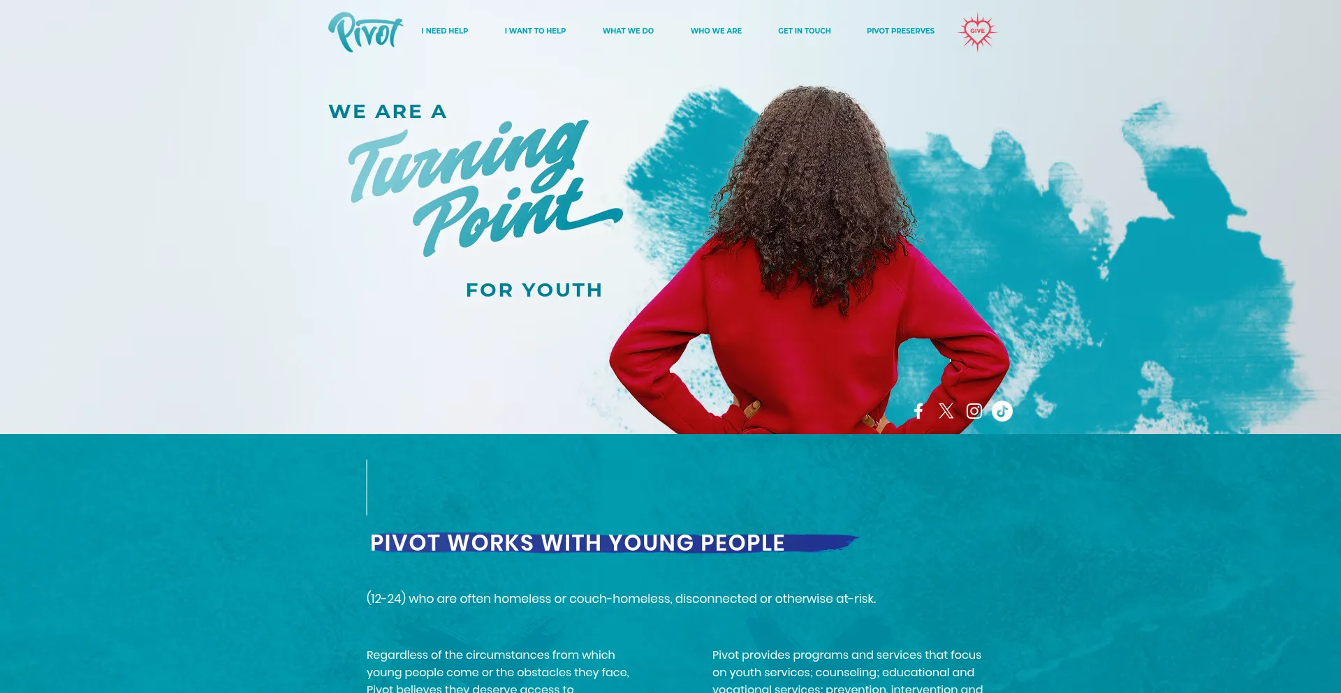 Website screenshot of Pivotok.org