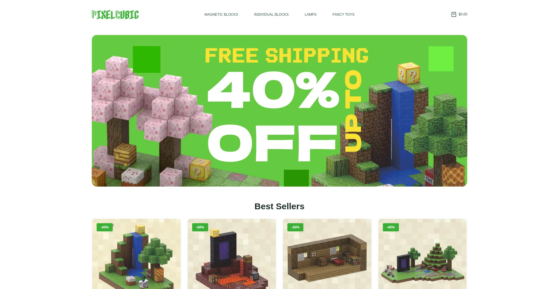 Website screenshot of Pixelcubic.com