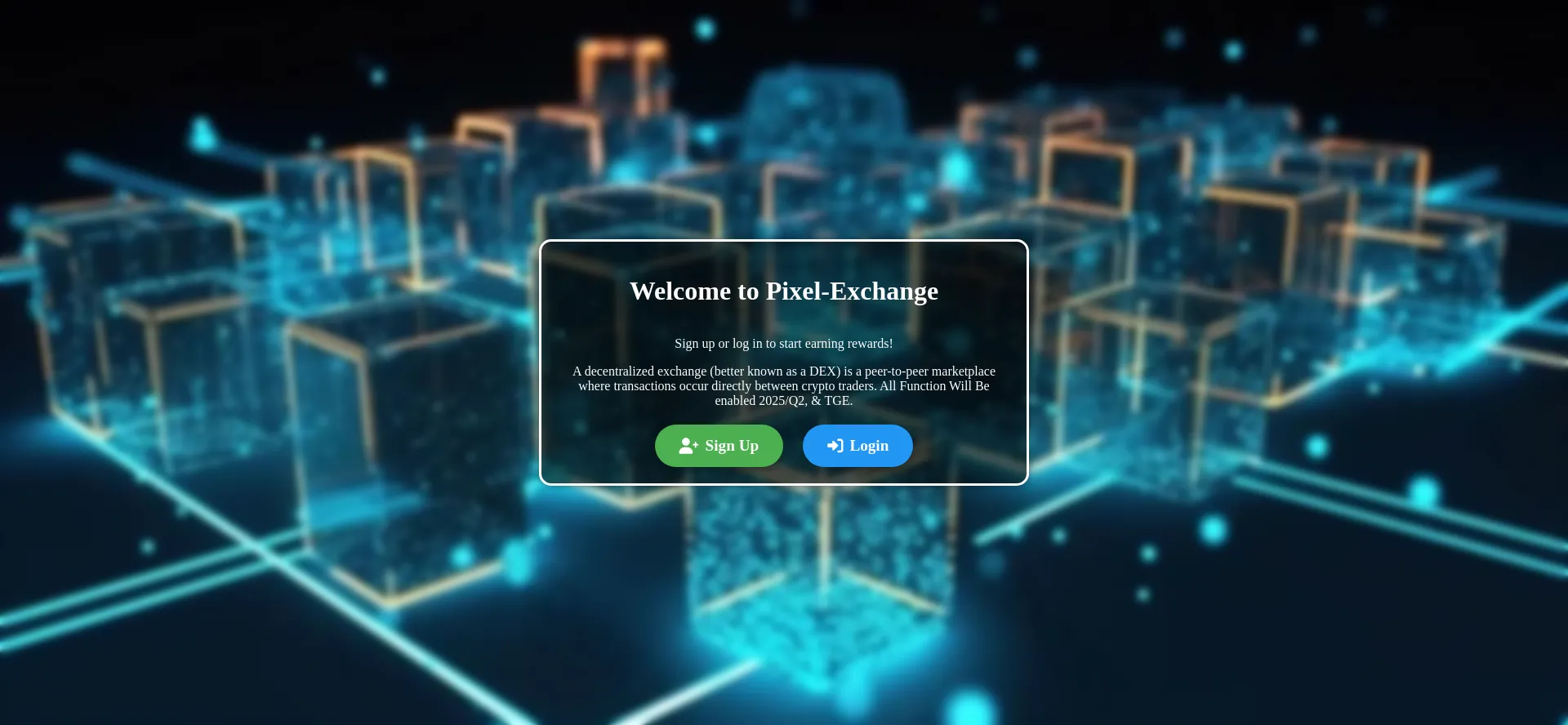 Website screenshot of Pixelexchange.xyz