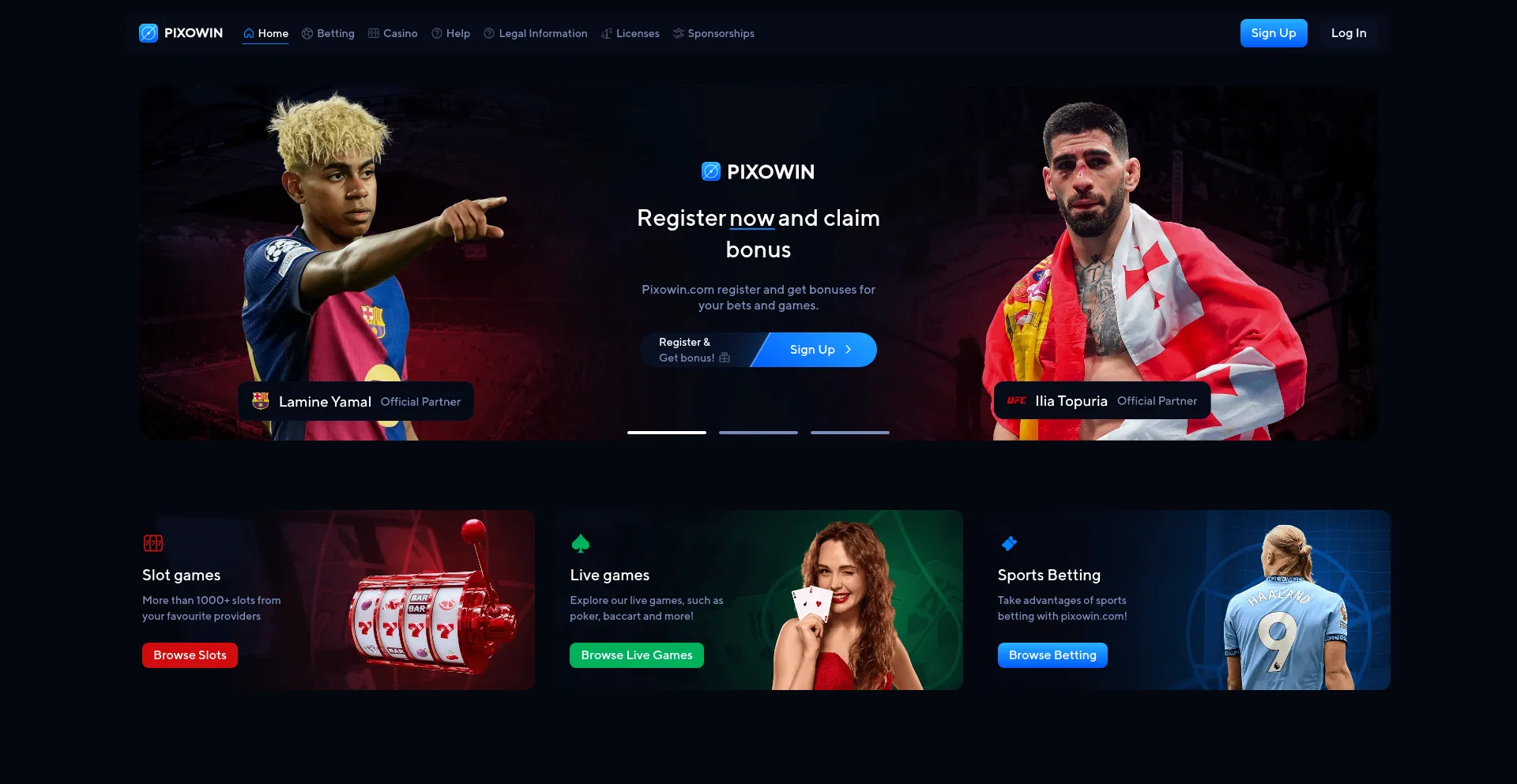 Website screenshot of Pixowin.com