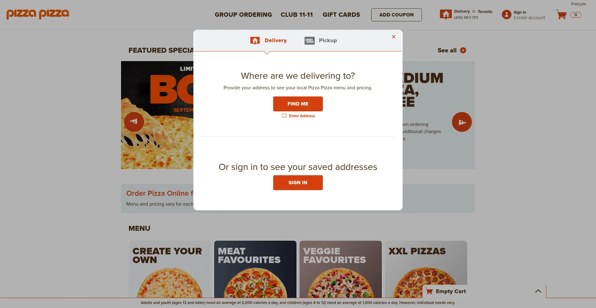 Pizzapizza.ca Screenshot