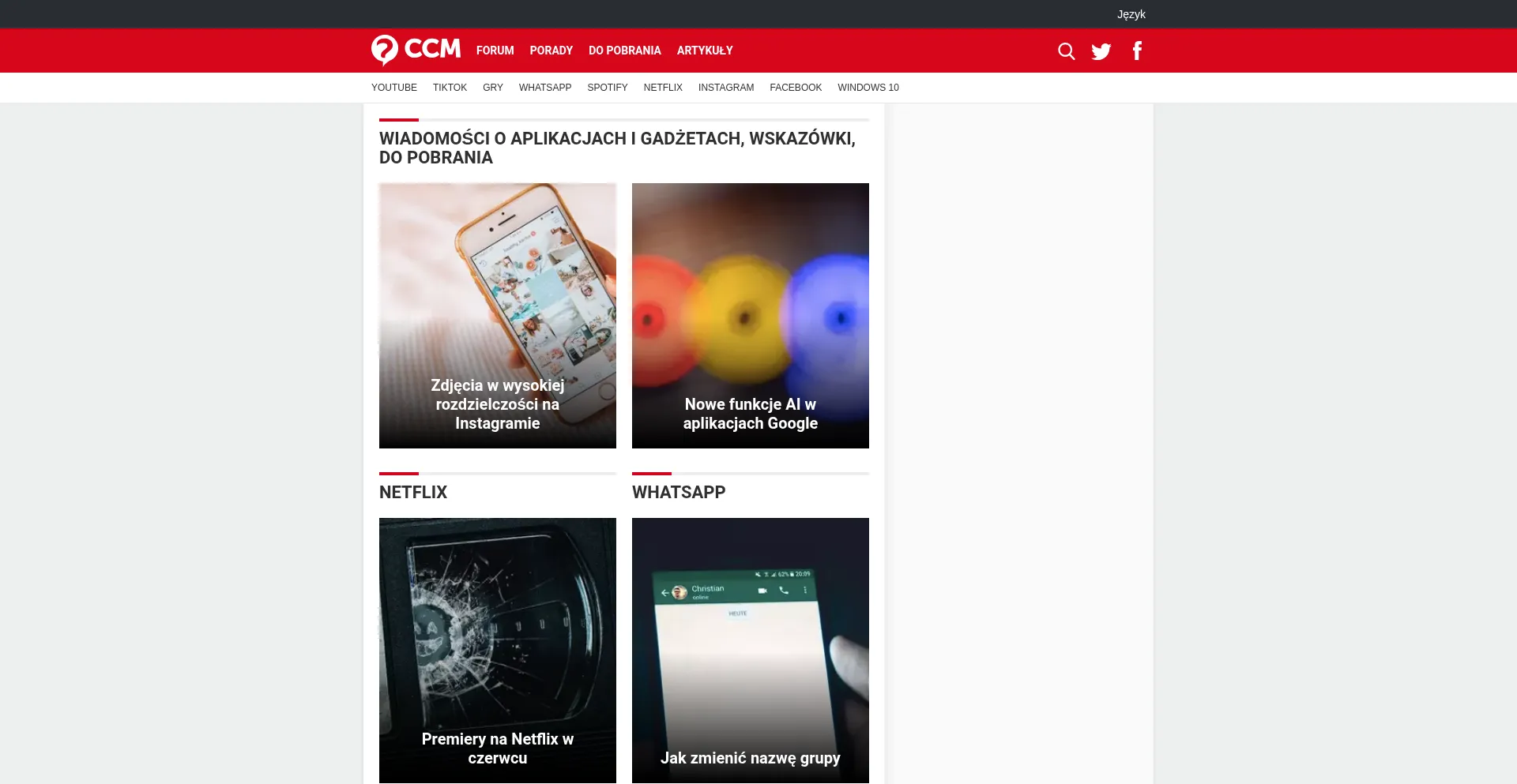 Website screenshot of Pl.ccm.net