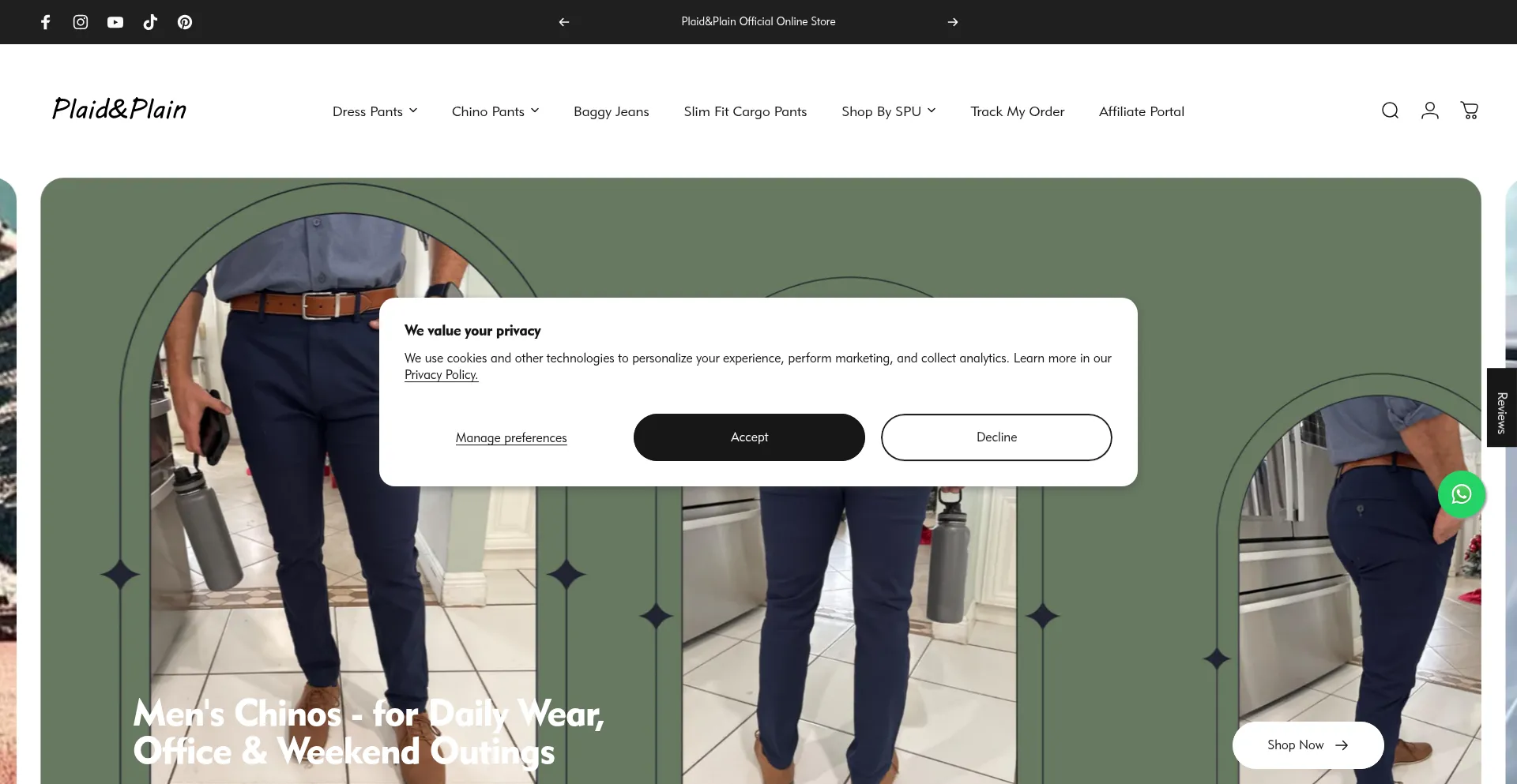 Website screenshot of Plaidplain.co