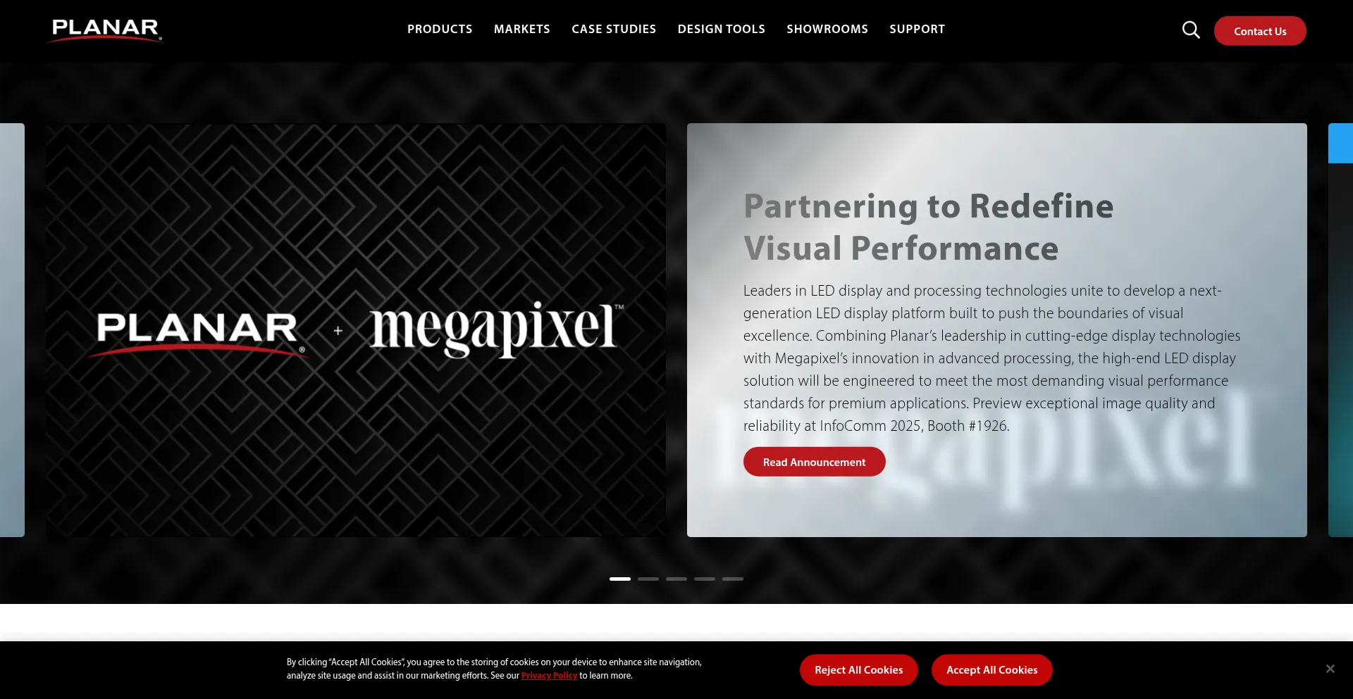Website screenshot of Planar.com