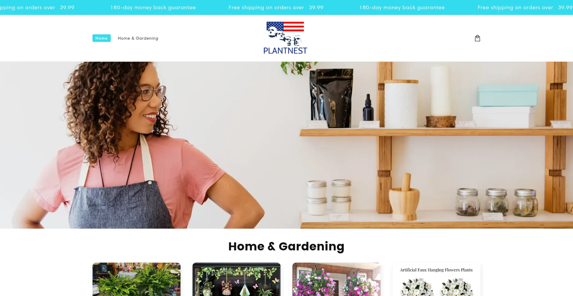 Website screenshot of Plantnest.us