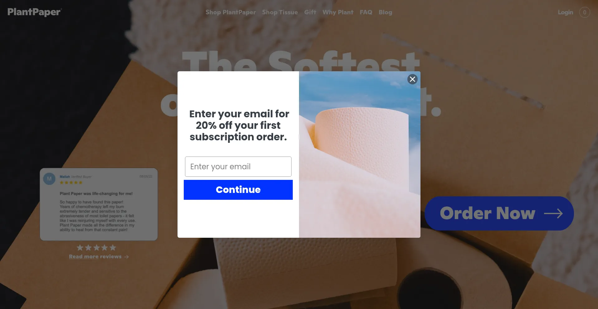 Website screenshot of Plantpaper.us
