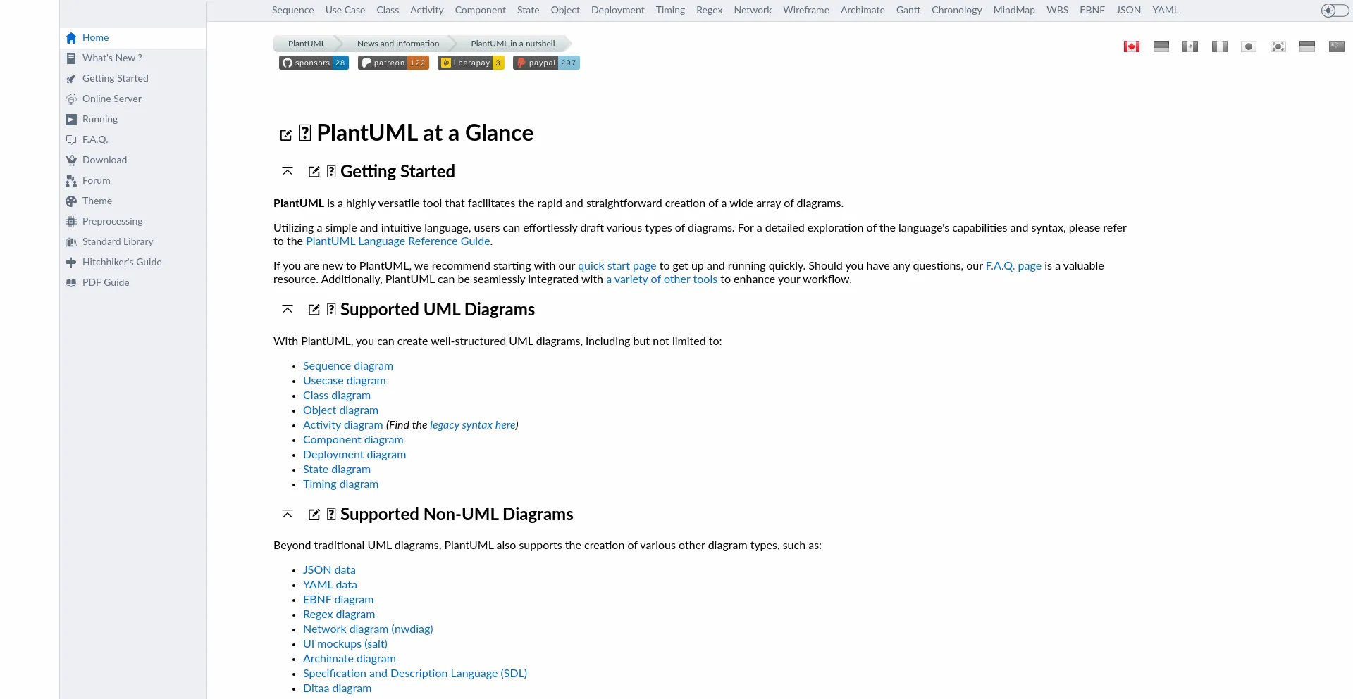 Website screenshot of Plantuml.com